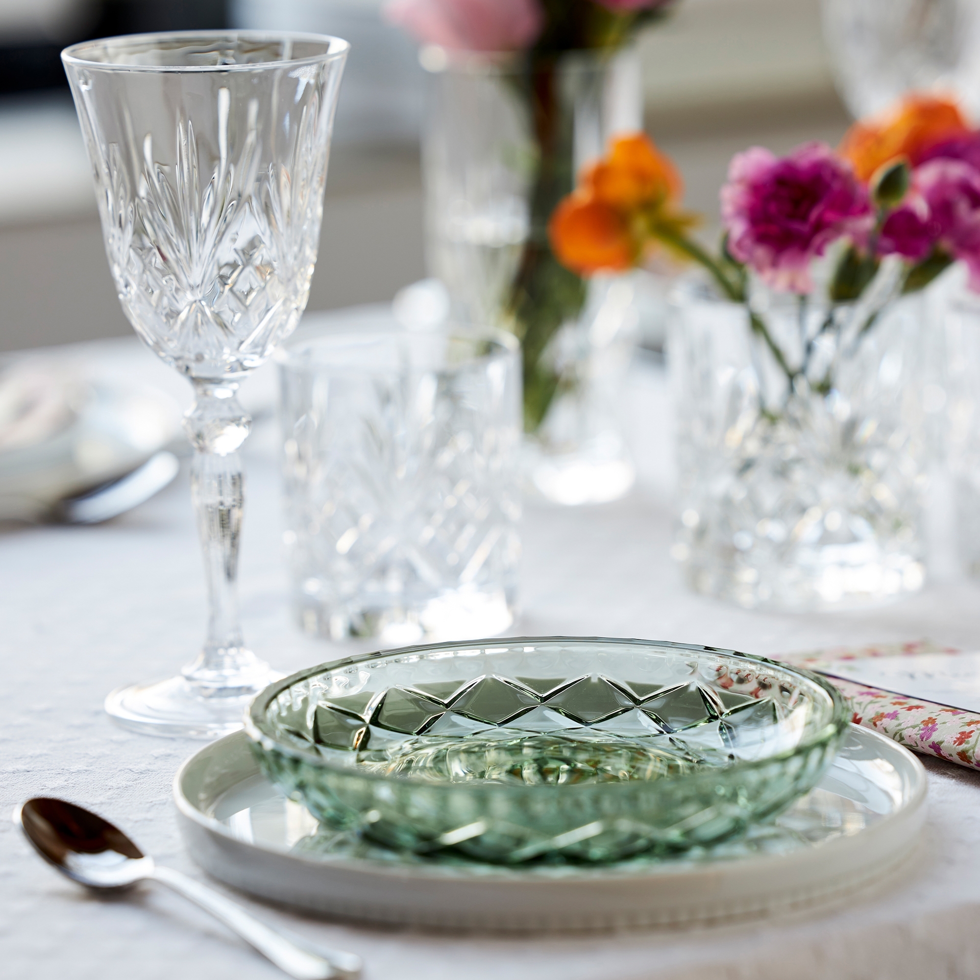 Lyngby Glass - Sorrento - Plate 16 cm - Green - 4 pcs.