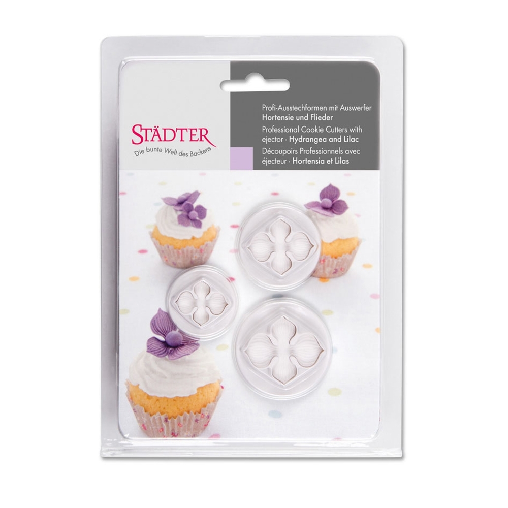 Städter - Ausstecher mit Auswerfer Hortensien & Flieder - 25 / 30 / 35 mm - Set, 3-teilig Städter - Ausstecher mit Auswerfer Hortensien & Flieder - 25 / 30 / 35 mm - Set, 3-teilig