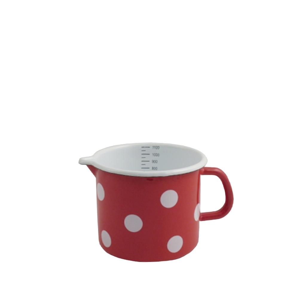 Münder Email - Meßbecher 1,0 L - Punkte rot/weiß Münder Email - Meßbecher 1,0 L - Punkte rot/weiß