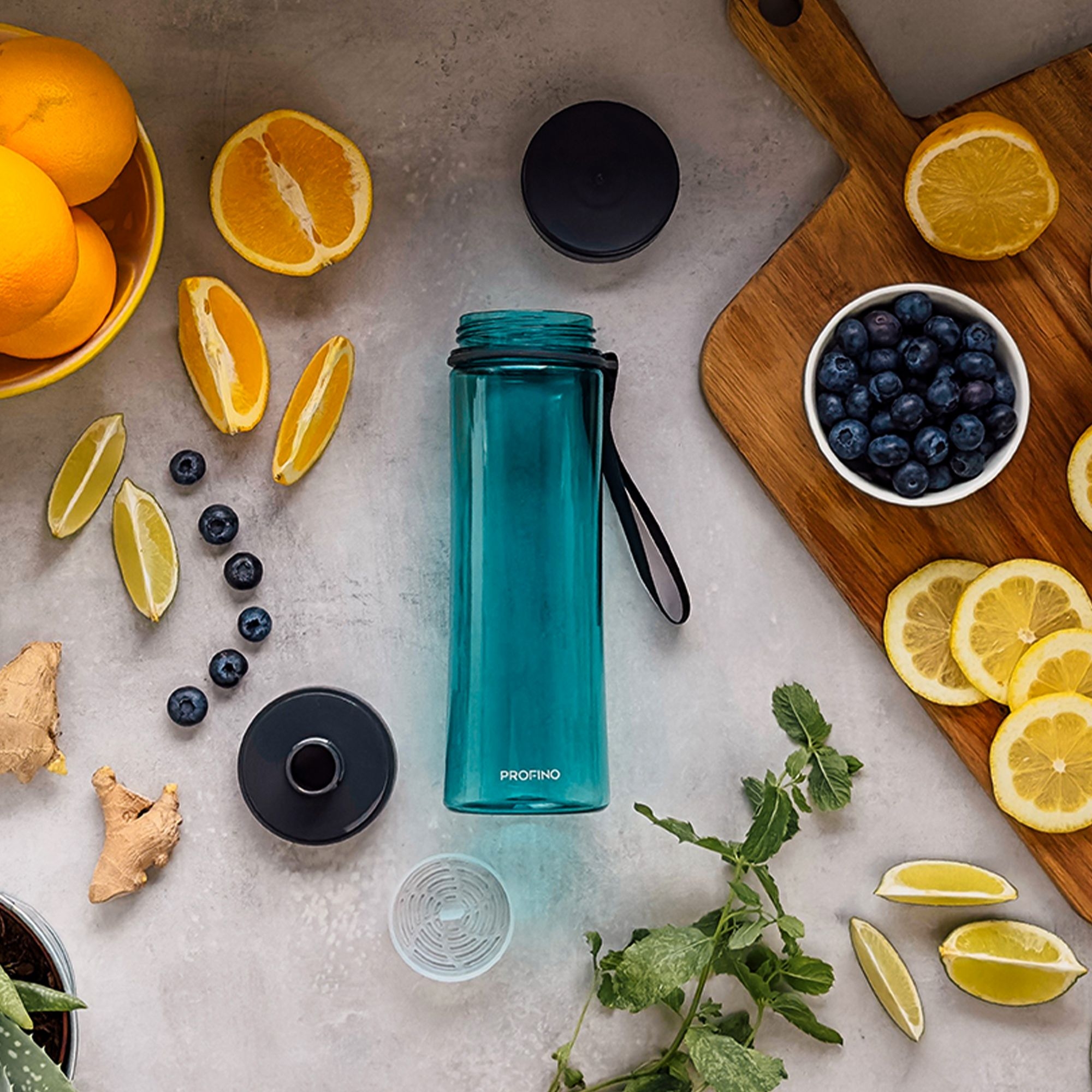 Profino - Infuze Trinkflasche mit Sieb - 600 ml - Blau Profino - Infuze Trinkflasche mit Sieb - 600 ml - Blau