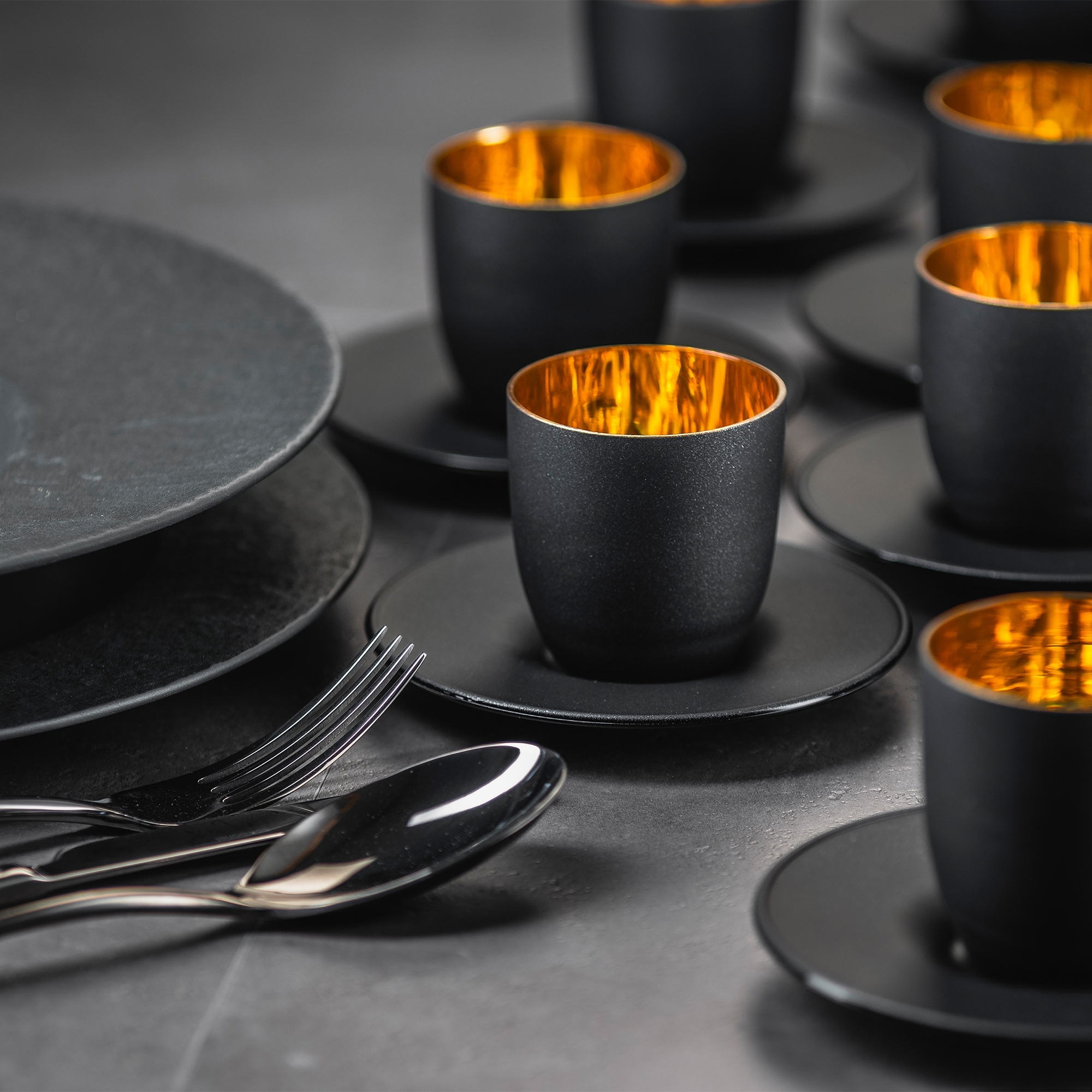 Eisch - COSMO COLLECT Espresso Set, black/gold
