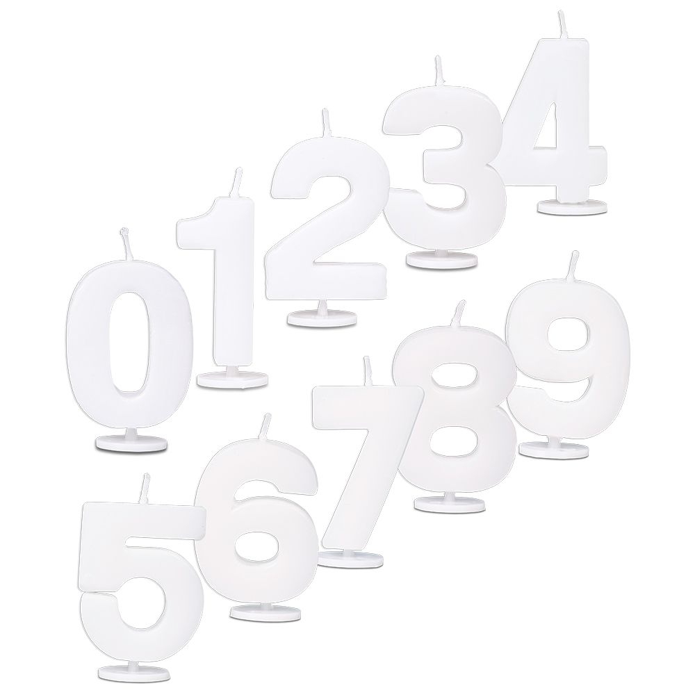 Städter - Candles Number - 4,5 cm - white with holder