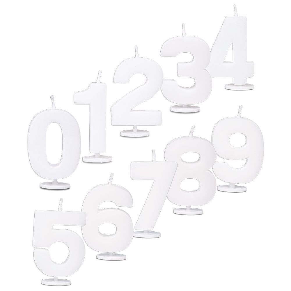 Städter - Candles Number - 4,5 cm - white with holder Städter - Candles Number - 4,5 cm - white with holder