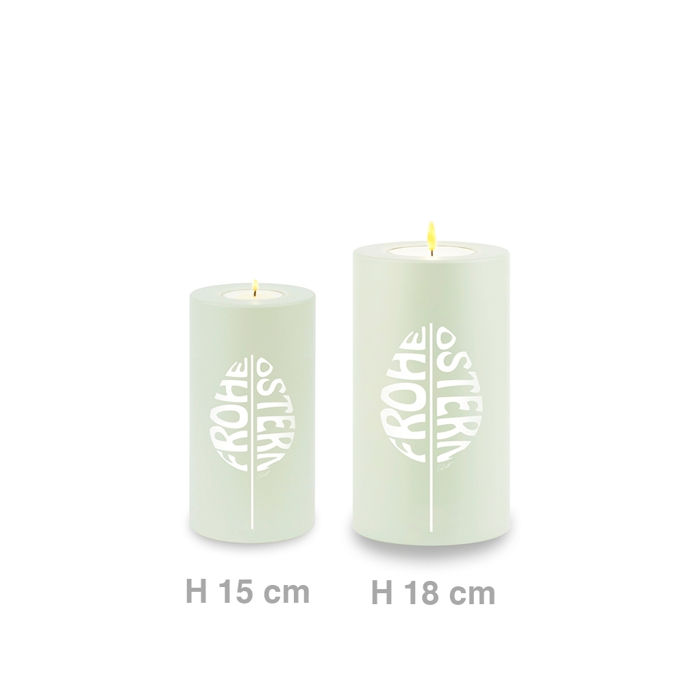 Qult Farluce Trend - Tealight Candle Holder - frosty mint "Happy Easter" Qult Farluce Trend - Tealight Candle Holder - frosty mint "Happy Easter"