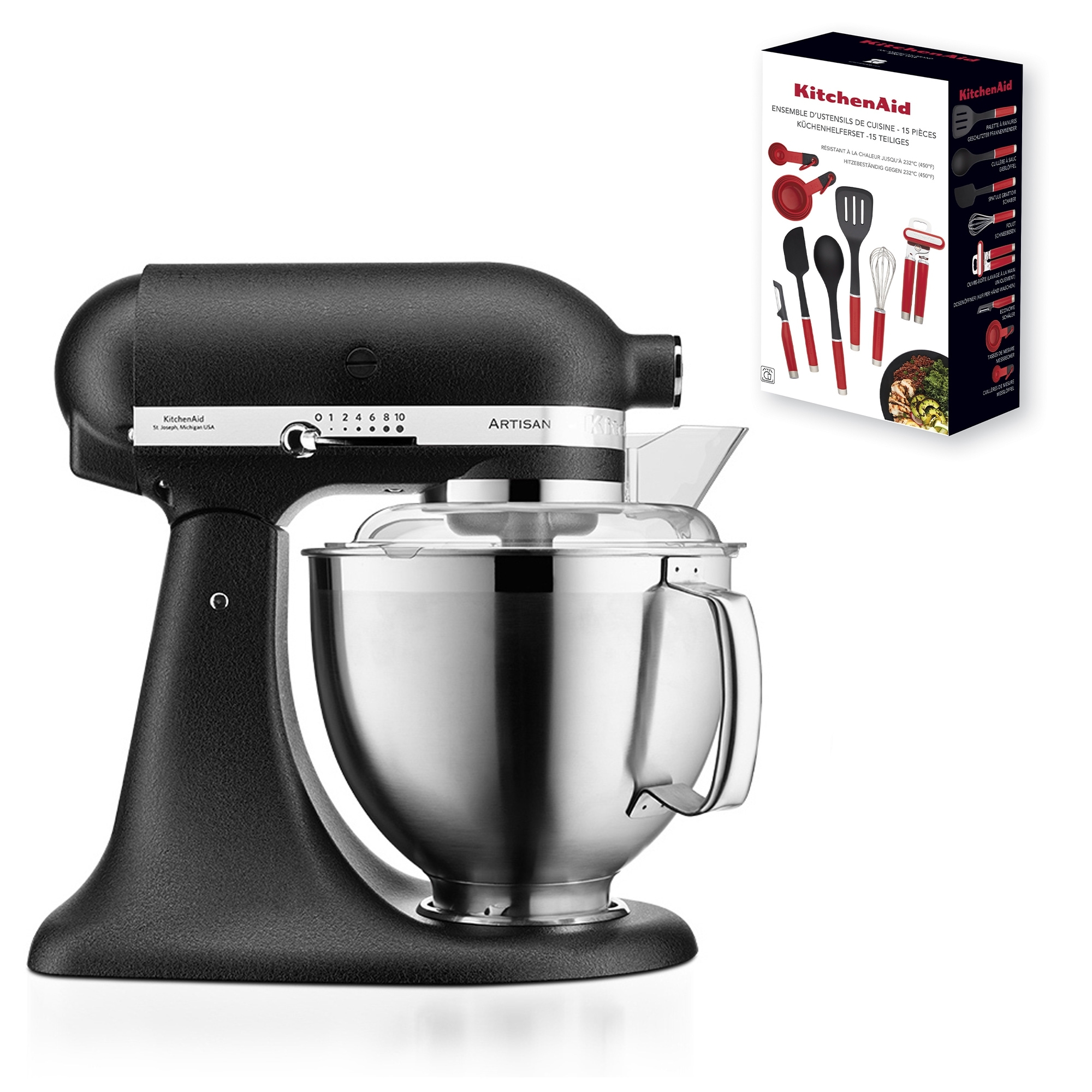 KitchenAid - Artisan Küchenmaschine 5KSM185PS -  Set - Gusseisen Schwarz KitchenAid - Artisan Küchenmaschine 5KSM185PS -  Set - Gusseisen Schwarz
