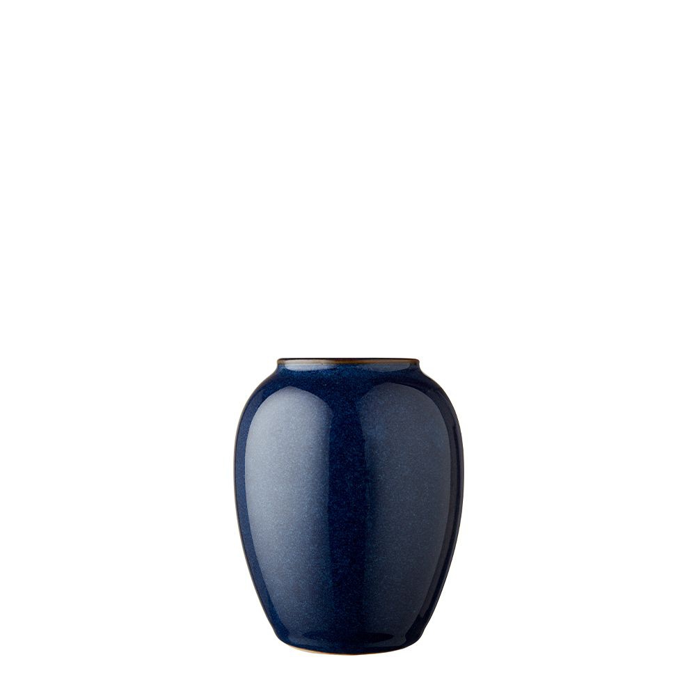 Bitz - Steingut Vase - 12,5 cm - Dunkelblau