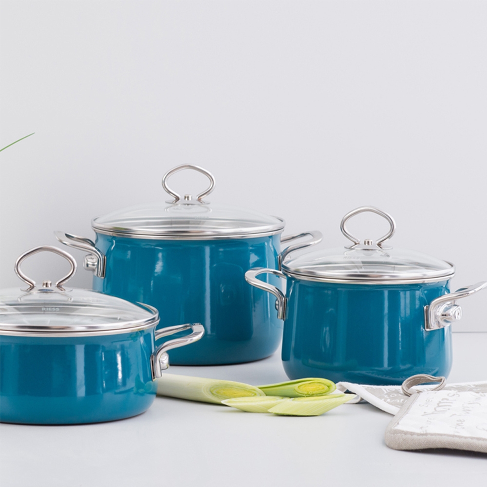 Riess NOUVELLE - Aquamarin EXTRA STRONG - Casserole with glass lid