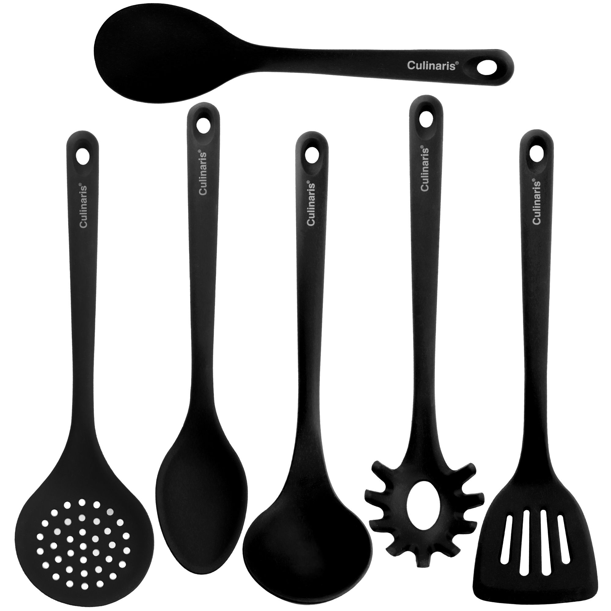 Cooking set 7-pcs. - 6 silicone tools with rotating stand - black | Culinaris Cooking set 7-pcs. - 6 silicone tools with rotating stand - black | Culinaris