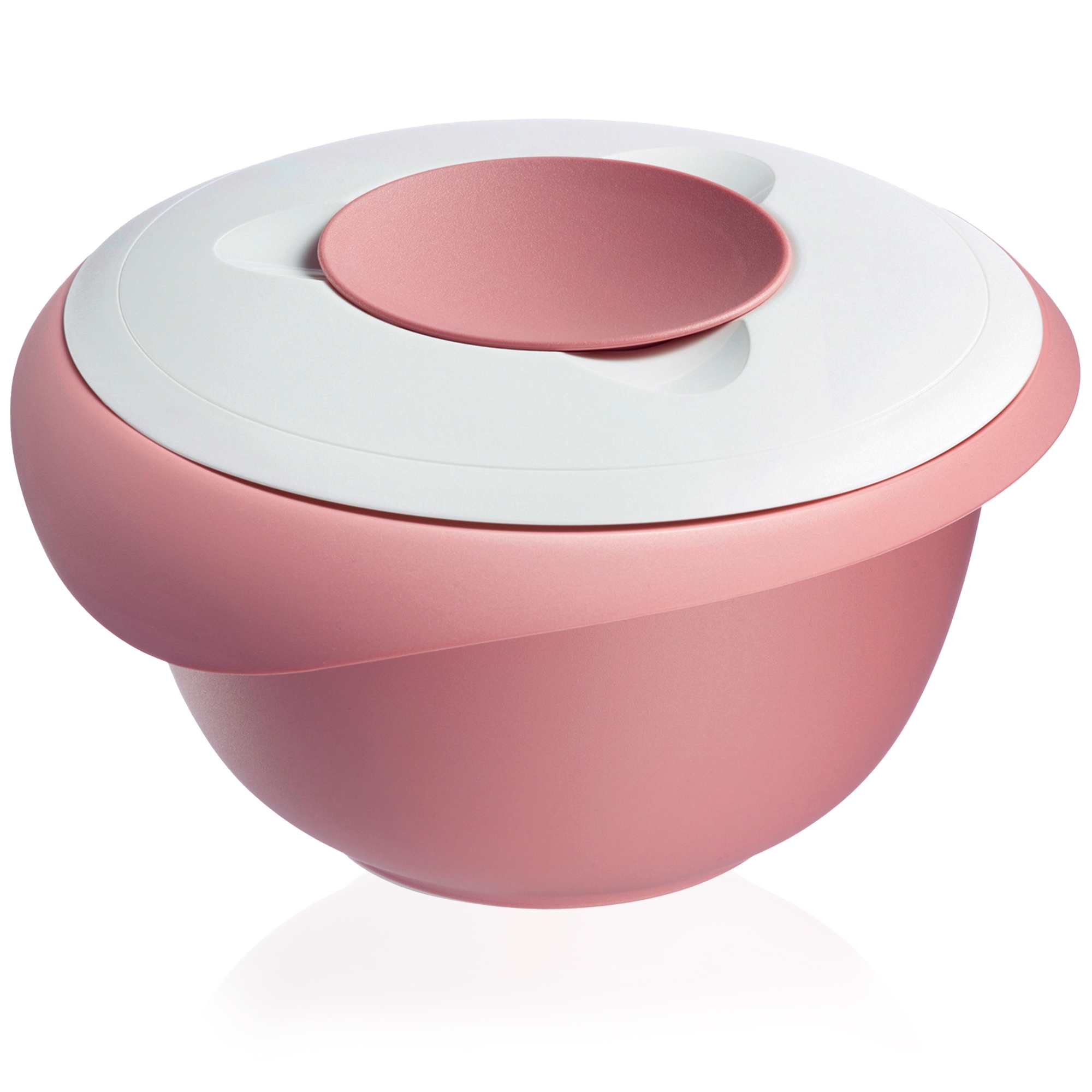 Westmark - Rührschüssel mit zweigeteiltem Deckel 3,5 l - Rosa/Weiß