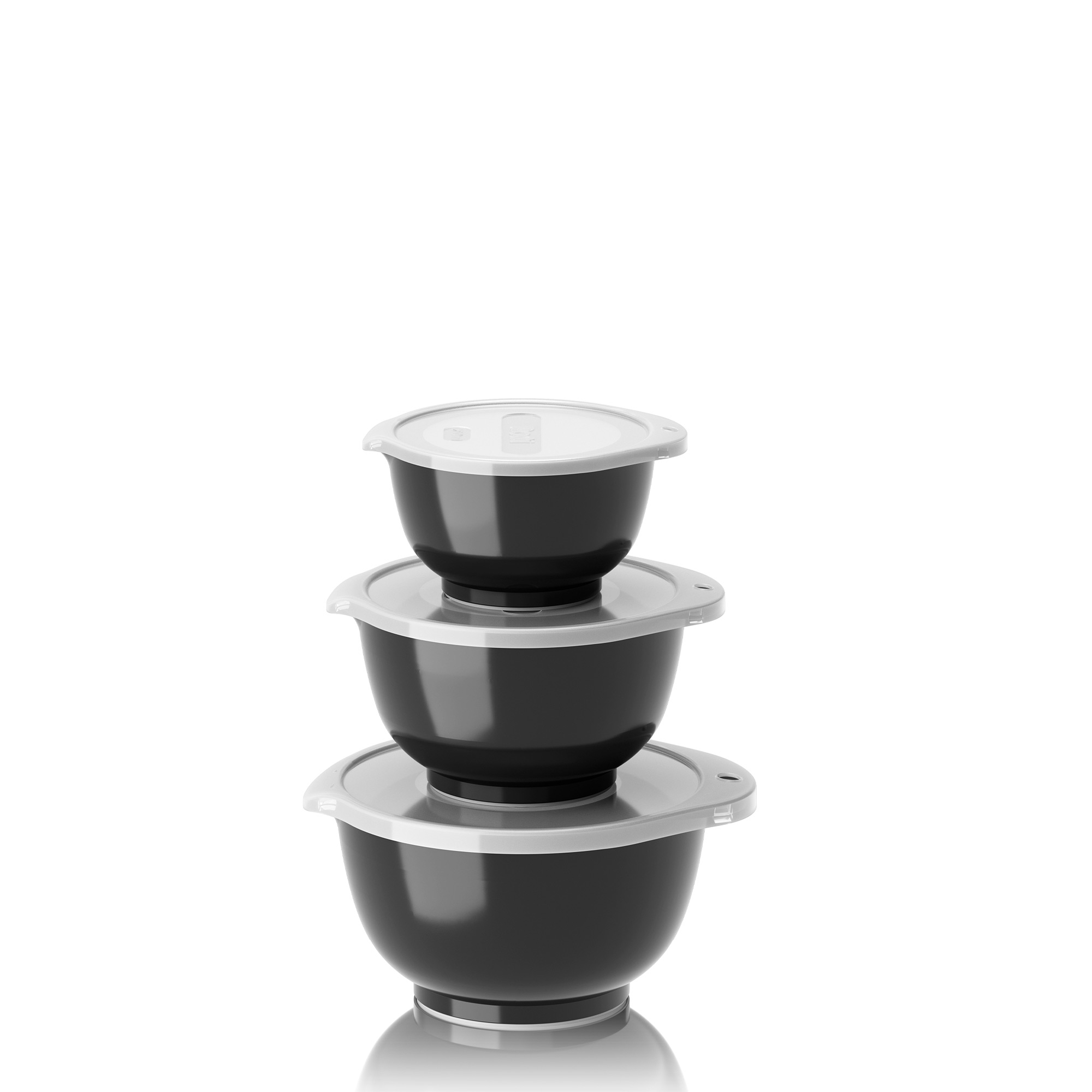 Rosti - NEW mini-mixing bowls set (0,25  + 0,5 + 0,75 l + matching lid) - black Rosti - NEW mini-mixing bowls set (0,25  + 0,5 + 0,75 l + matching lid) - black