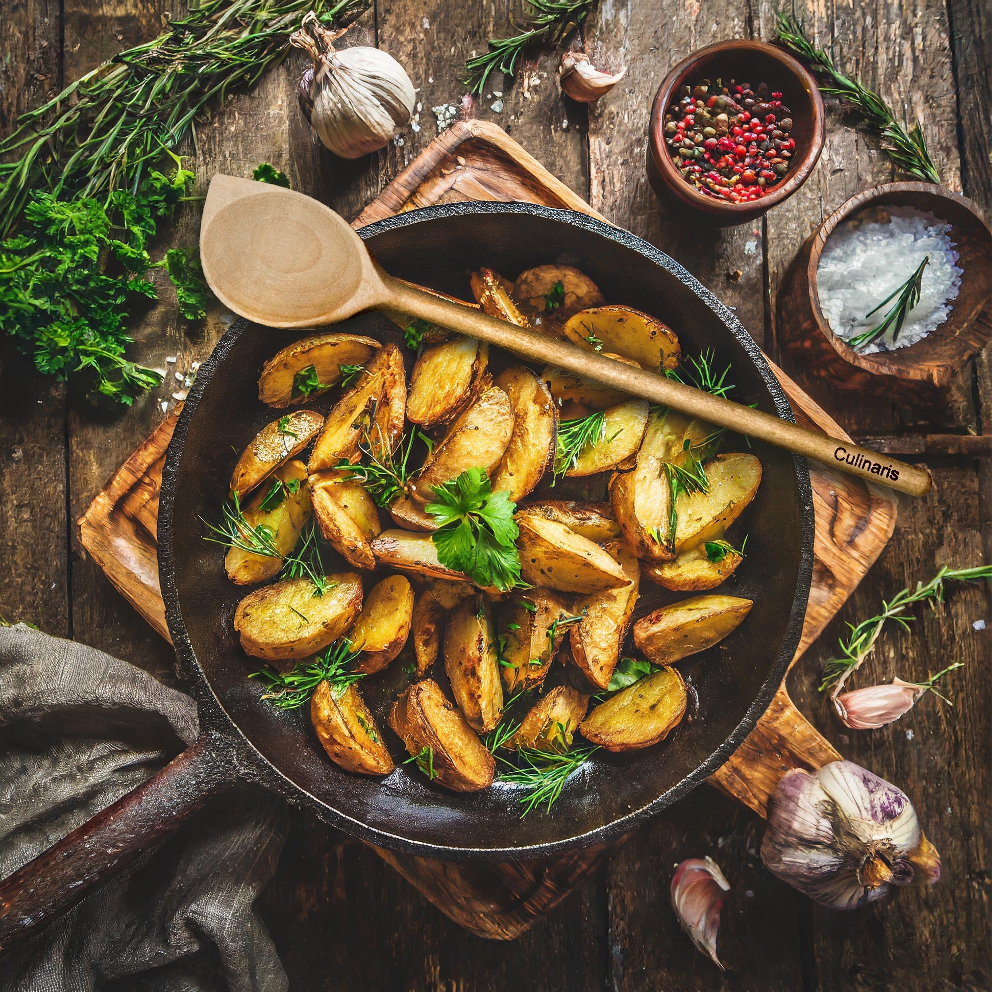 Pointed cooking spoon - maple wood - 25 cm | Culinaris Pointed cooking spoon - maple wood - 25 cm | Culinaris