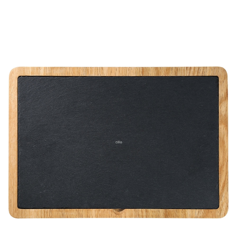 Cilio - Slate plate with wooden board - rectangular