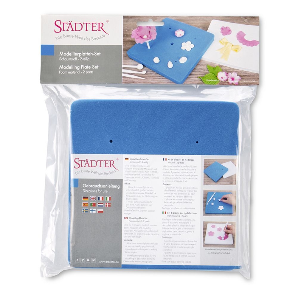 Städter - Modelling plates -  white /blue - Set, 2 pieces