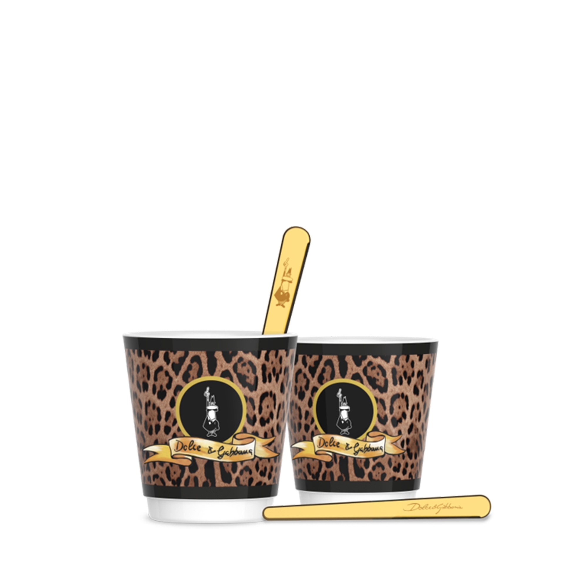 Bialetti - Dolce&Gabbana Leopardo Set mit 2 Espressobechern und Rührstäbchen