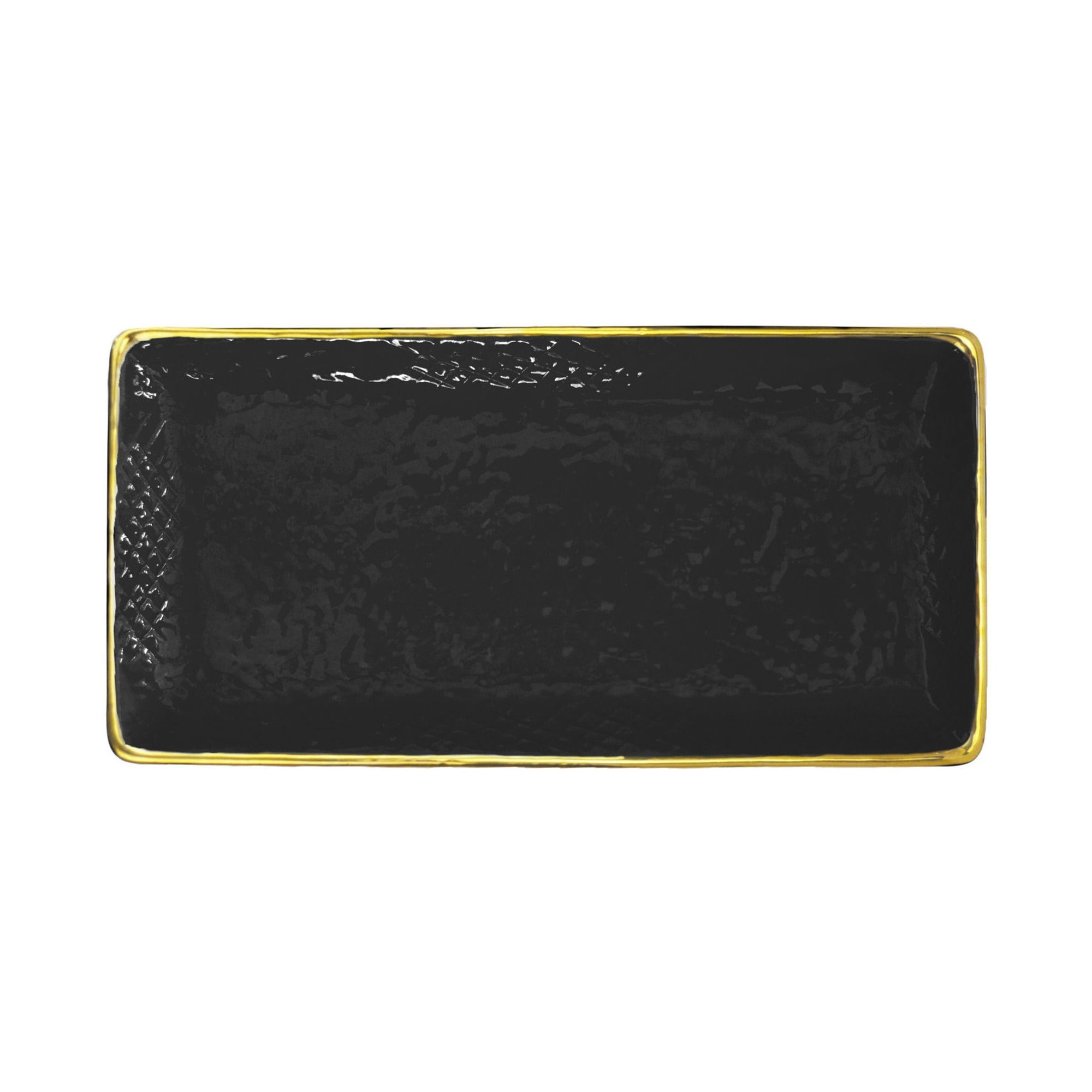 Arcucci - Sushi plate with golden rim - 30 x 15 cm - Nero-Black