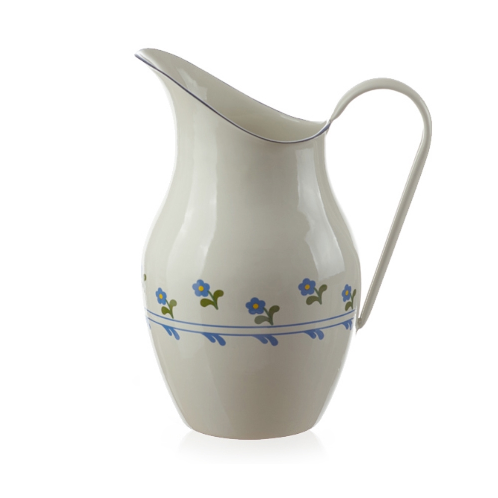 Münder Email - Wasserkrug 2,5 L- Beige mit Blumen
