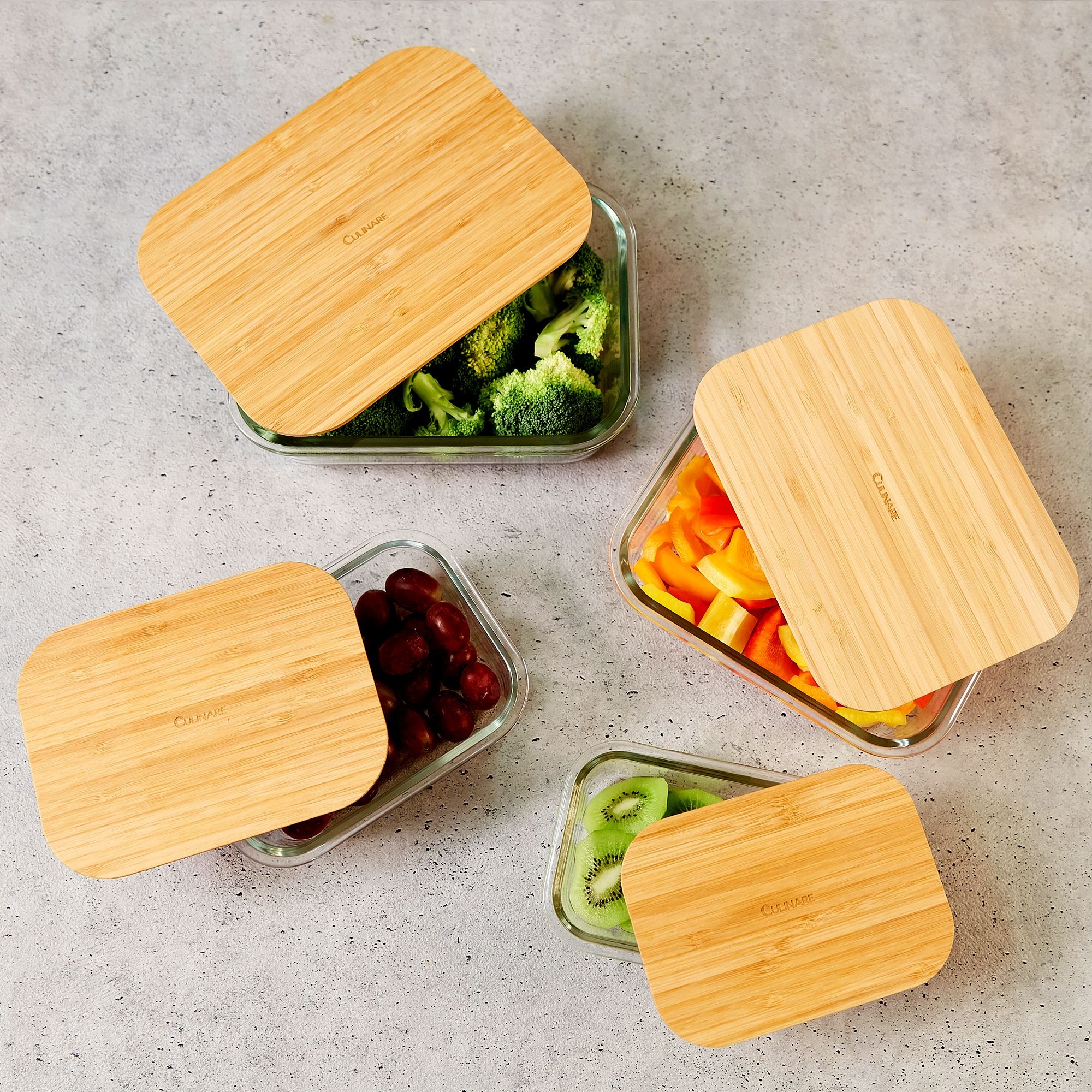 Culinare Naturals - Storage jars with bamboo lids - 1050 ml