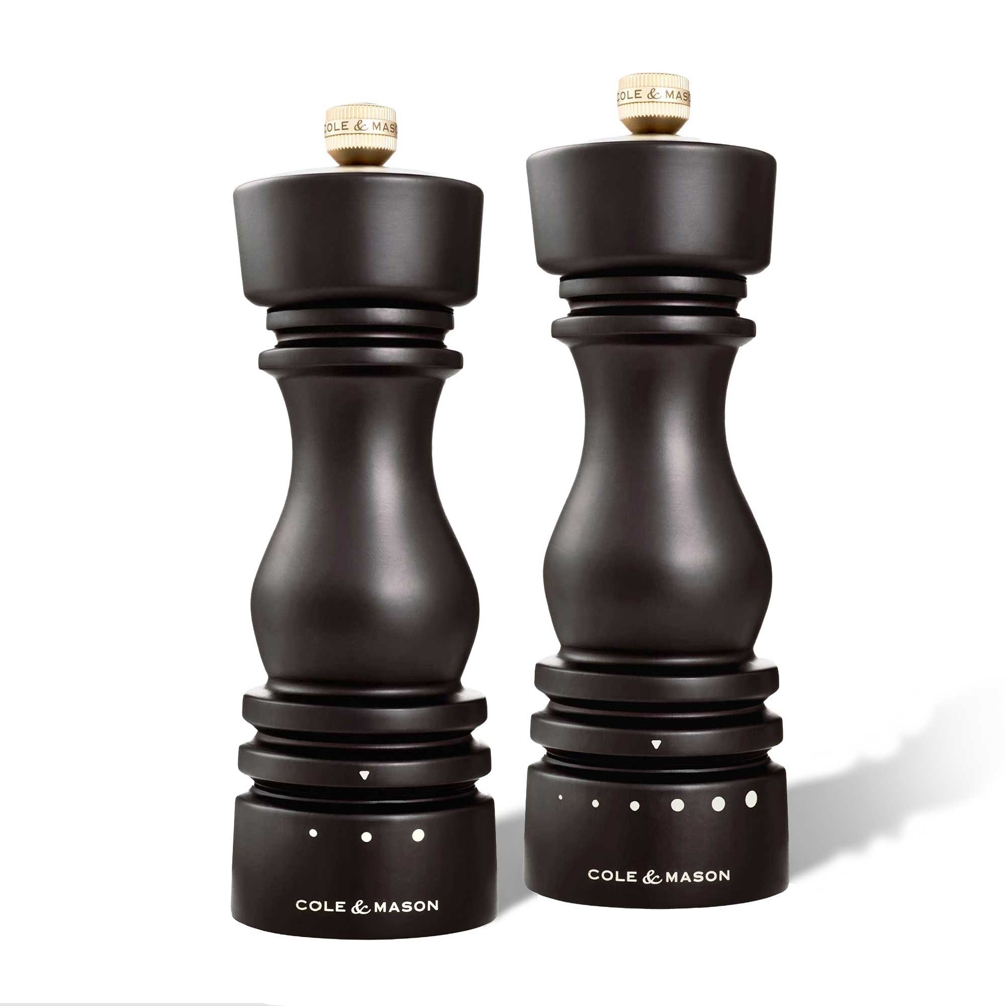 COLE & MASON - London Grind Select Pepper and Salt Mill Set - 18 cm | Dark Stained