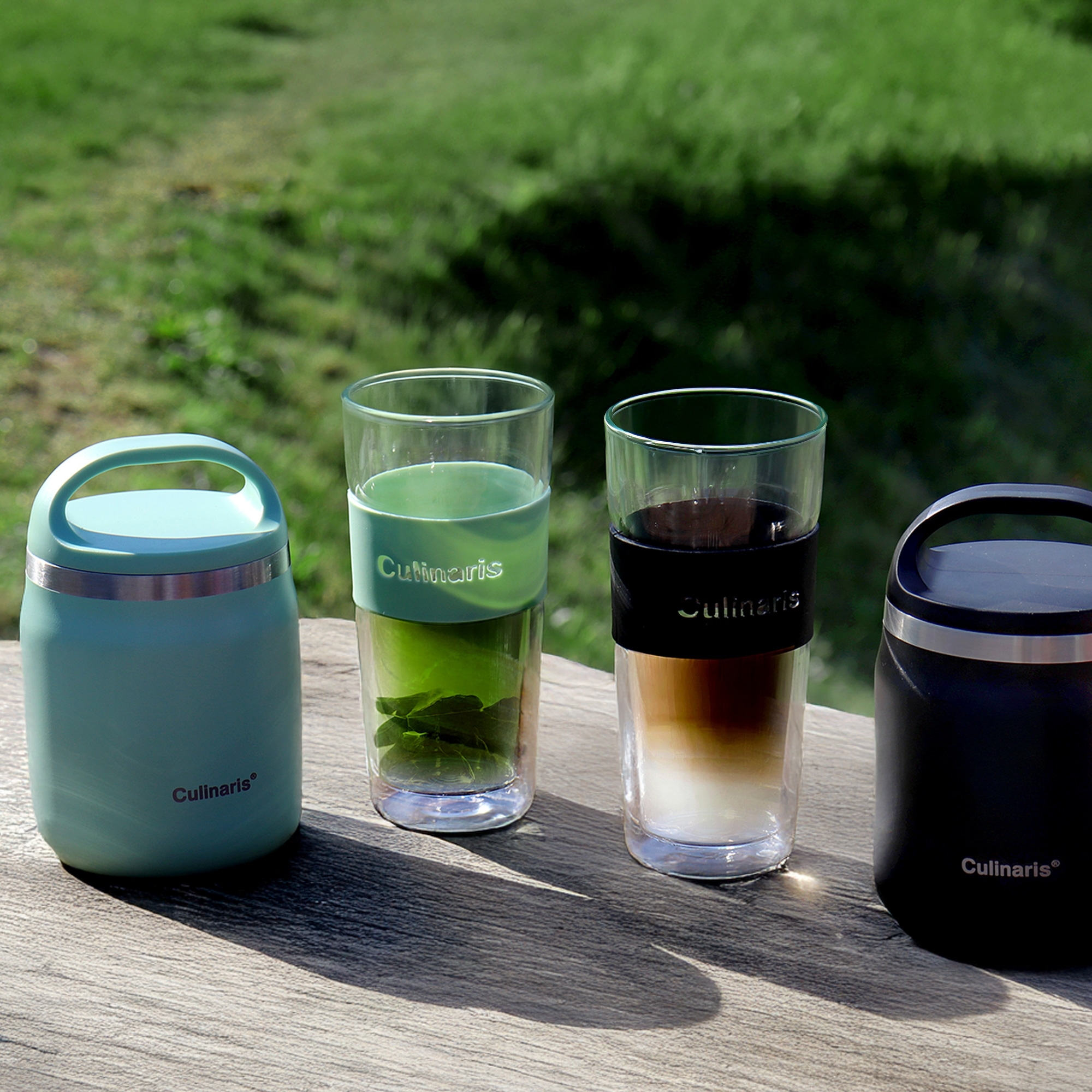 Doppelwandiges 2er Glasset - Portare -  420 ml - Becher - schwarz | Culinaris