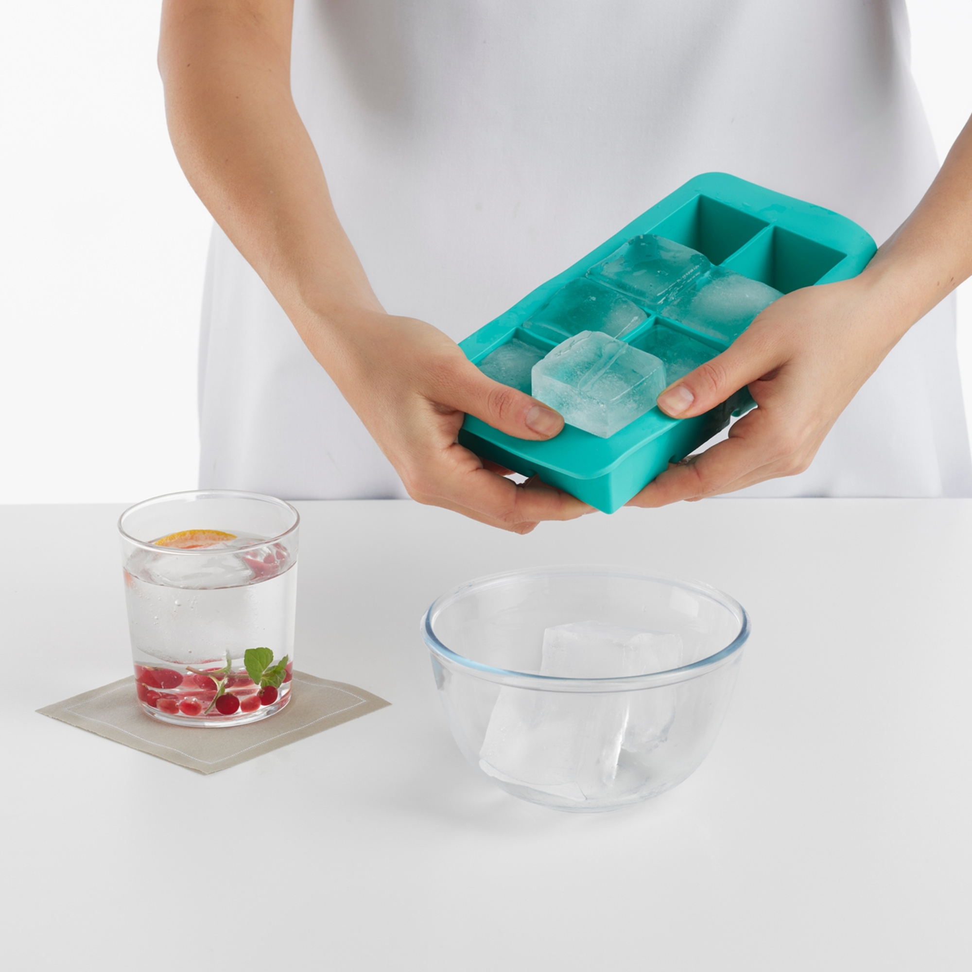 Lékué - XL Quadratische Eiswürfelform türkis