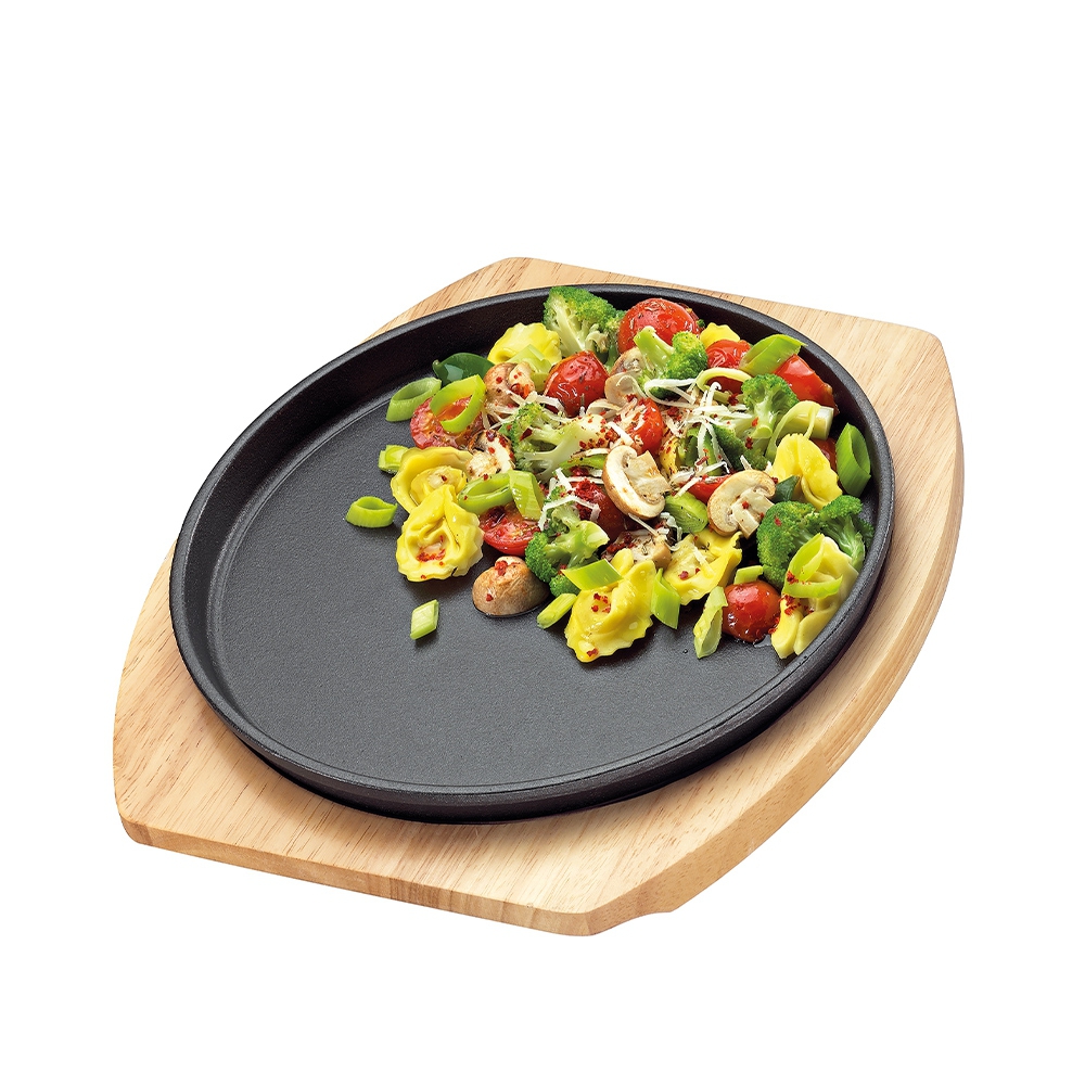 Küchenprofi - BBQ Servierplatte rund mit Holzbrett