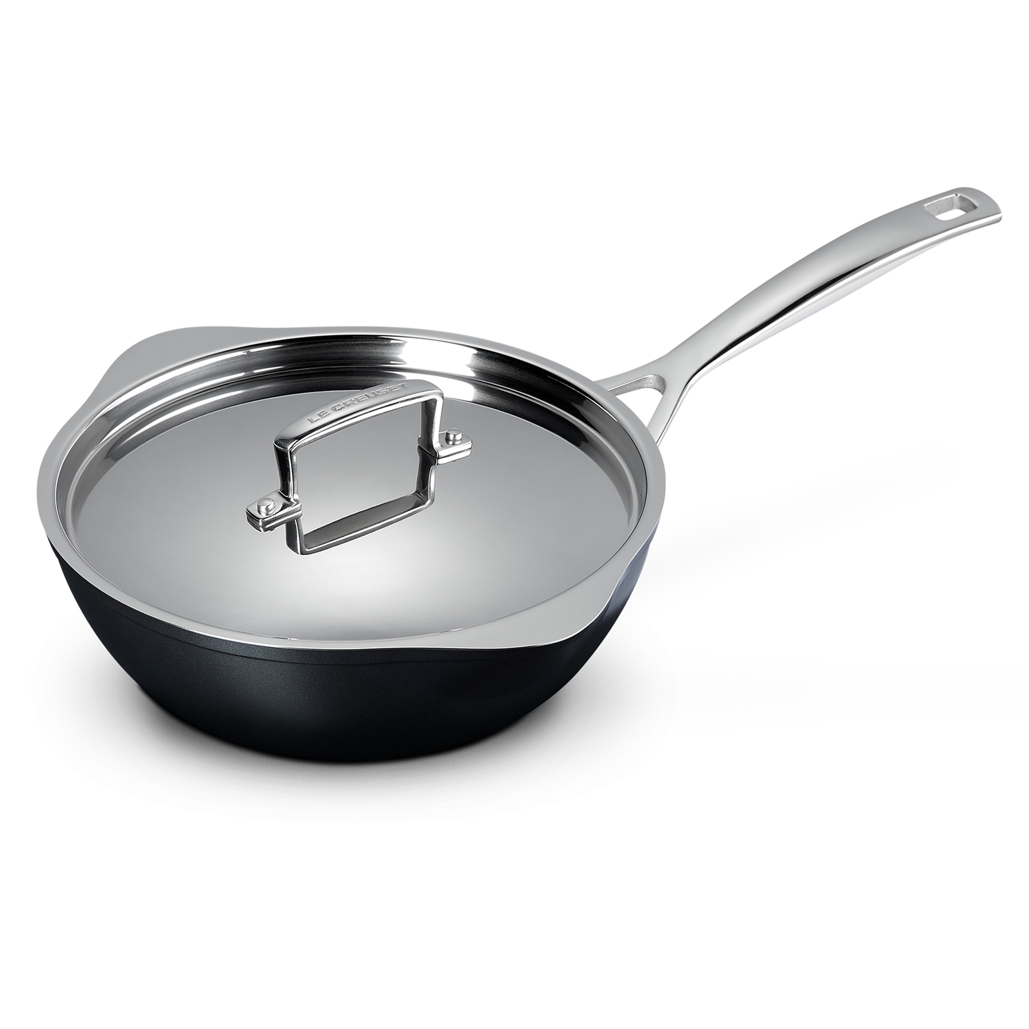 Le Creuset - Toughened Non-Stick Chef's Pan with Pouring Spouts + Lid 24 cm Le Creuset - Toughened Non-Stick Chef's Pan with Pouring Spouts + Lid 24 cm