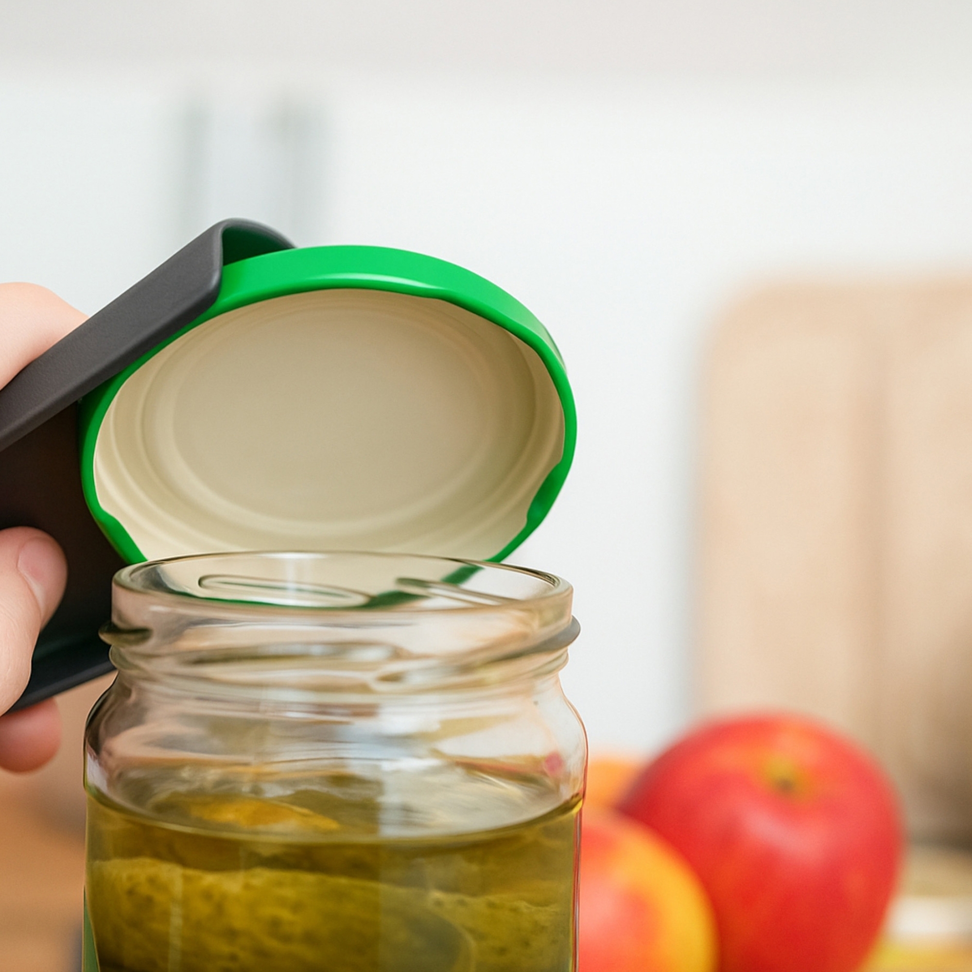 Westmark Twist multi opener Black Edition opening a jar