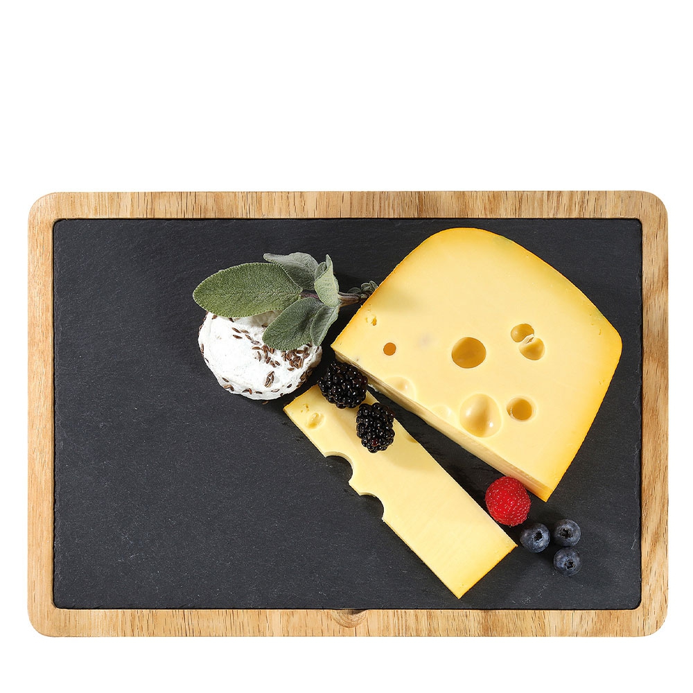 Cilio - Slate plate with wooden board - rectangular