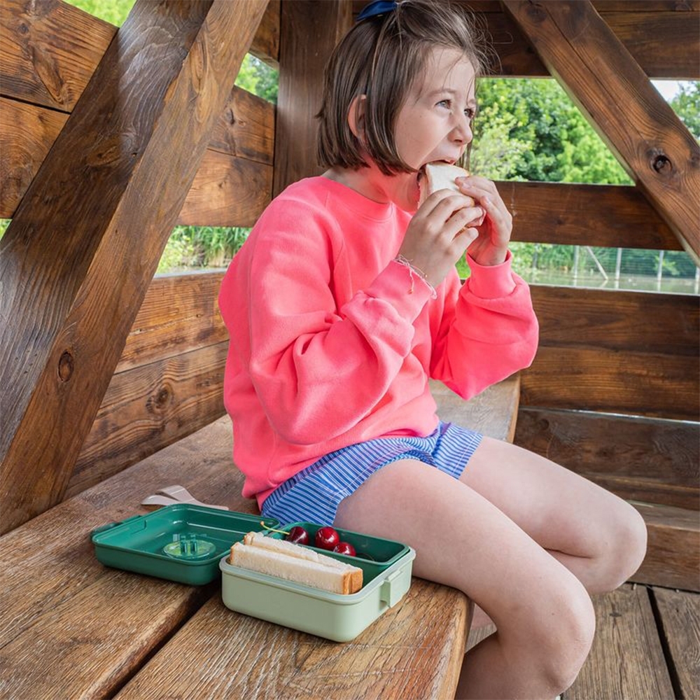 Child with Monbento MB Snacky Lunchbox Green Forest