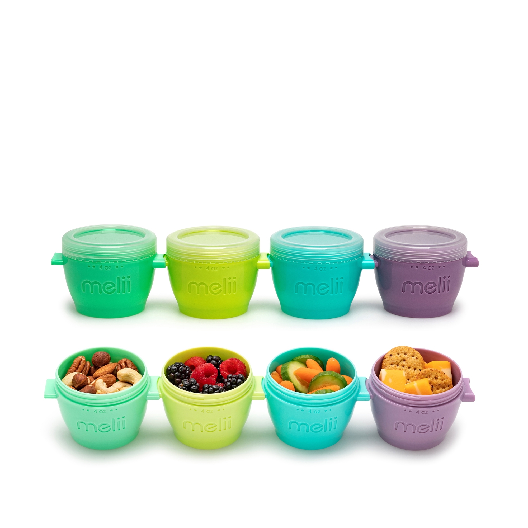melii - Snack-Behälter "Snap & Go" - 4er-Set je 118 ml, bunt melii - Snack-Behälter "Snap & Go" - 4er-Set je 118 ml, bunt