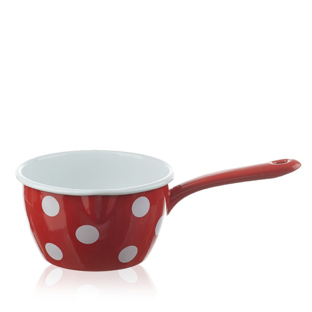 Münder Email - Stielkasserolle Ø 16 cm - Punkte rot/weiß Münder Email - Stielkasserolle Ø 16 cm - Punkte rot/weiß