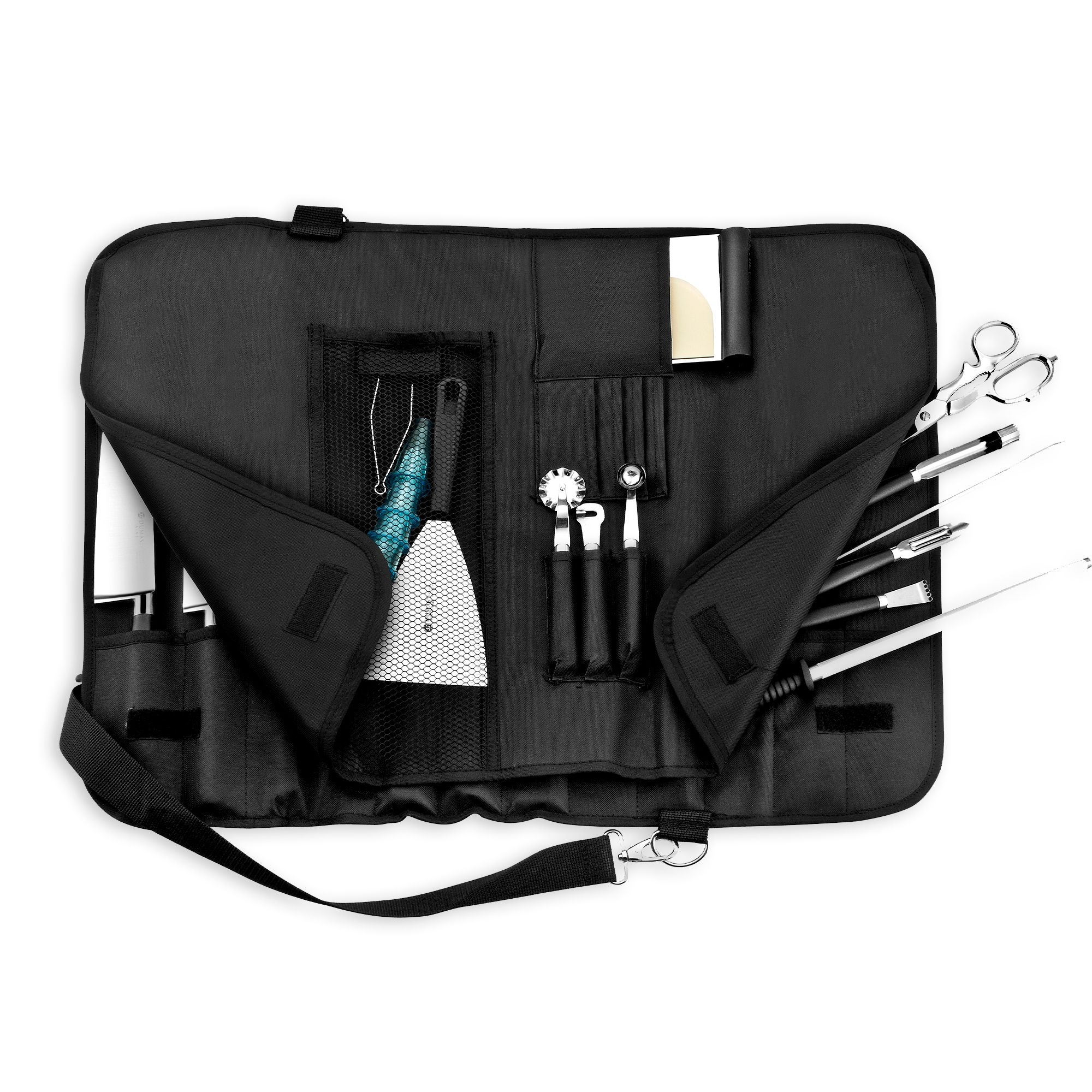 Sabatier - Empty soft knife folder with carrying strap - 12 compartments Sabatier - Empty soft knife folder with carrying strap - 12 compartments