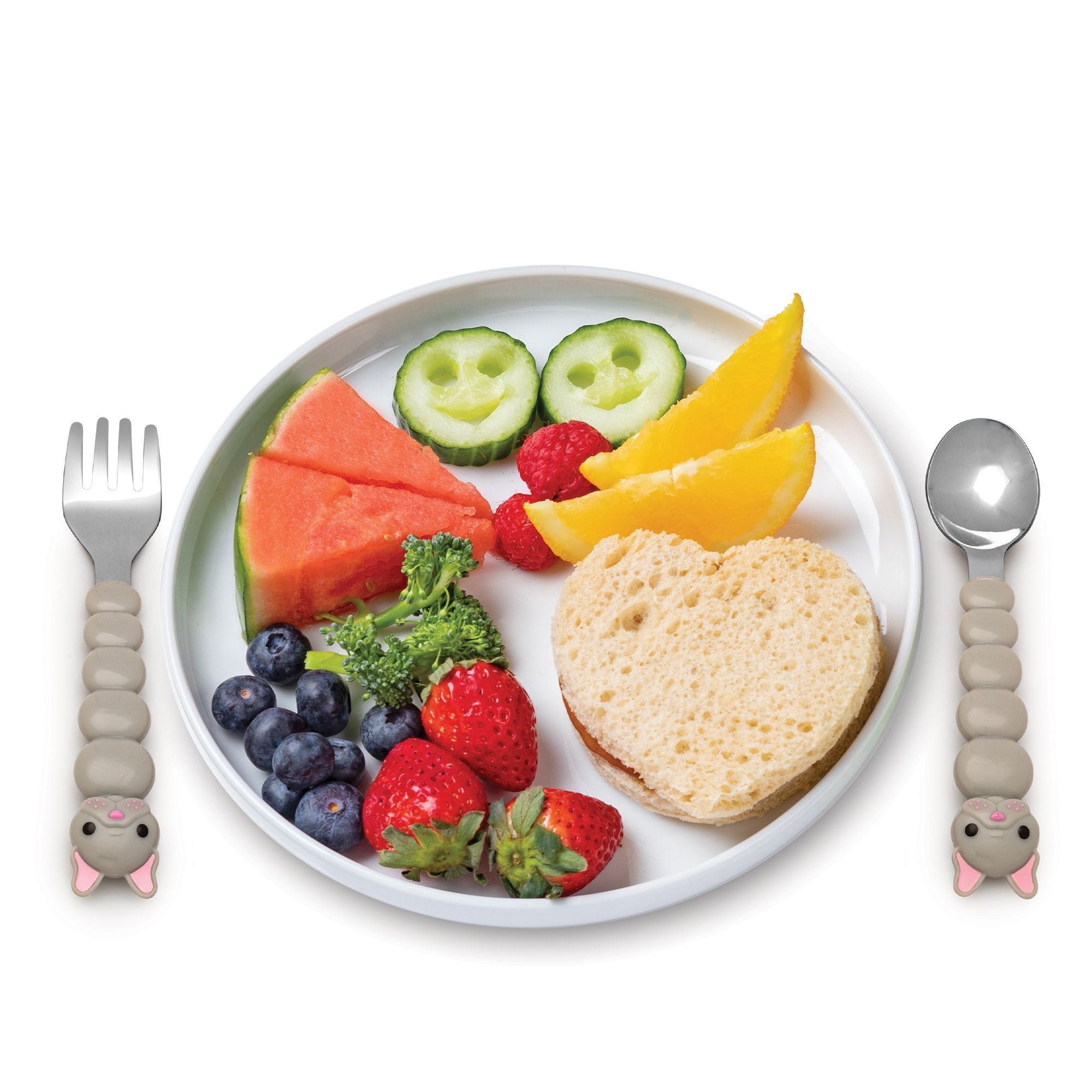 melii - Gabel & Löffel "Bulldogge" & "Katze" - 4er-Set, lila/grau melii - Gabel & Löffel "Bulldogge" & "Katze" - 4er-Set, lila/grau