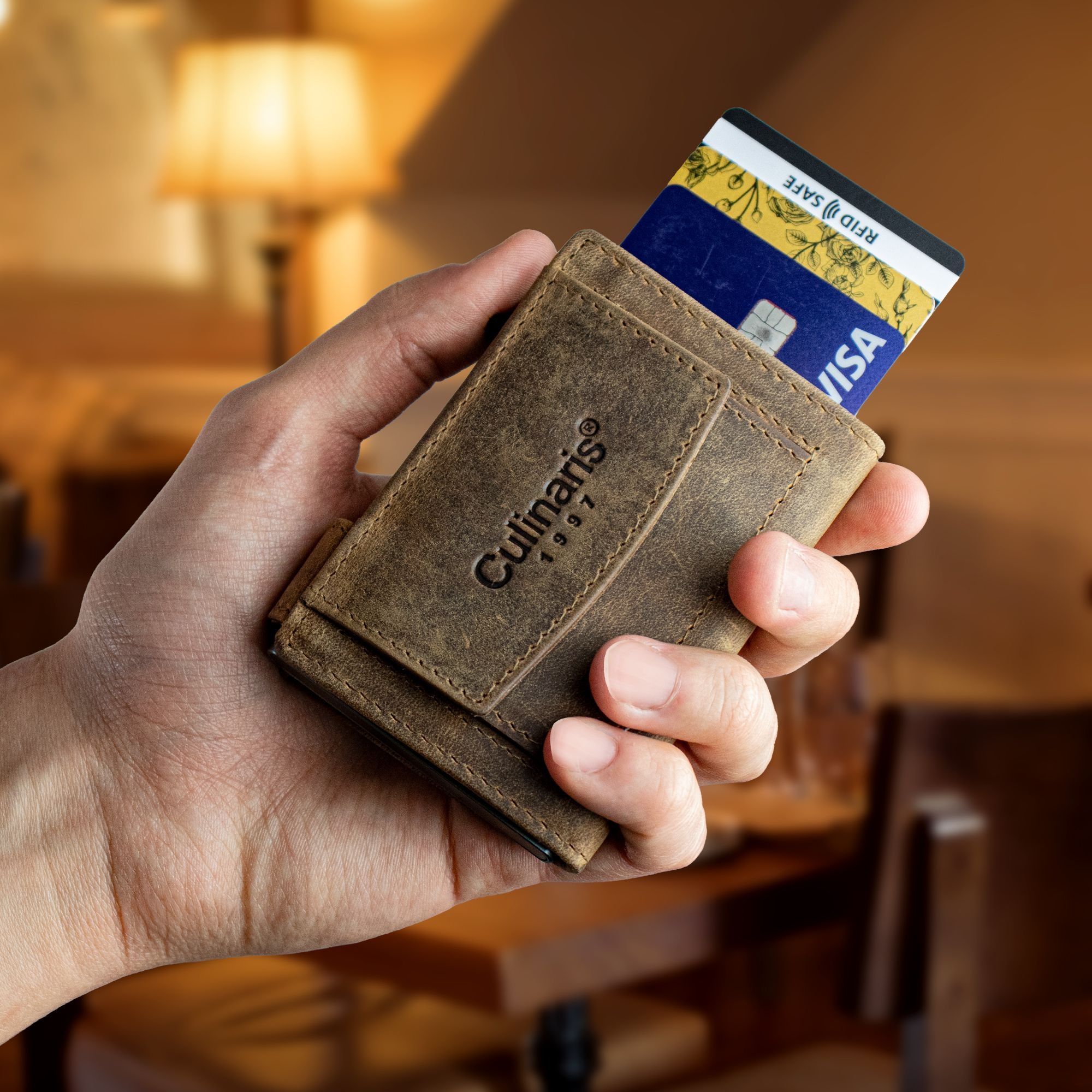 Card Case with Coin Pocket - Hunter Brown | Culinaris Wallet
