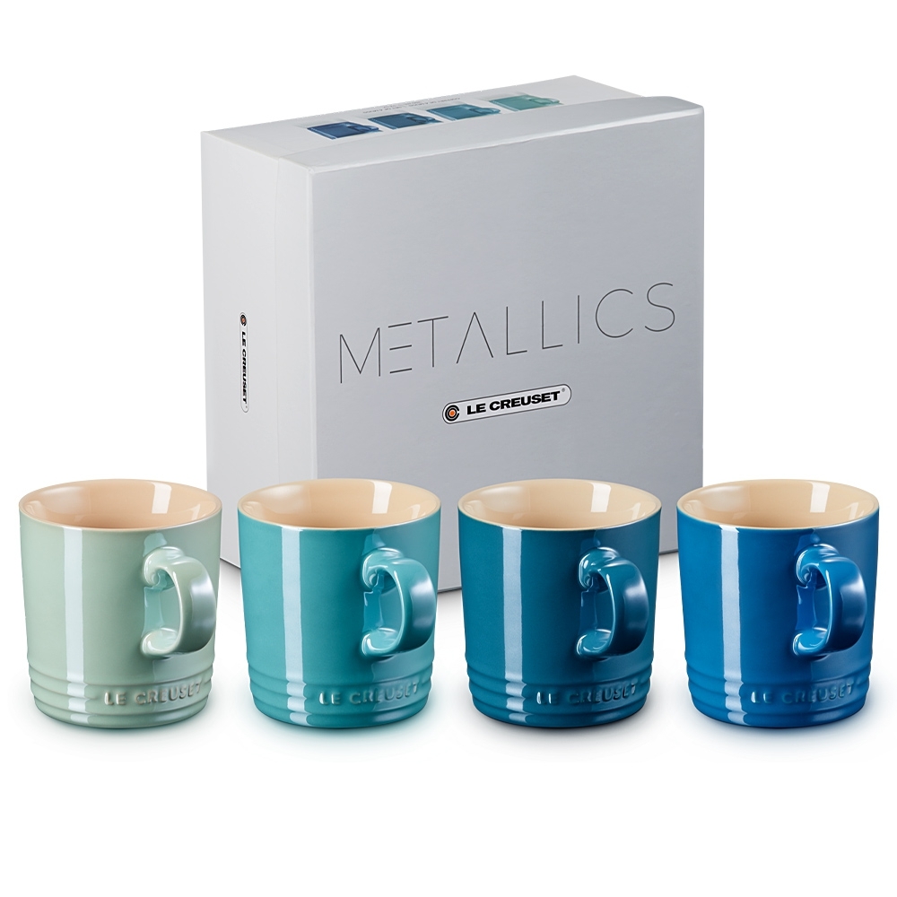 Le Creuset - Becher 350 ml - 4er Set Metallics Blau-Grün Le Creuset - Becher 350 ml - 4er Set Metallics Blau-Grün