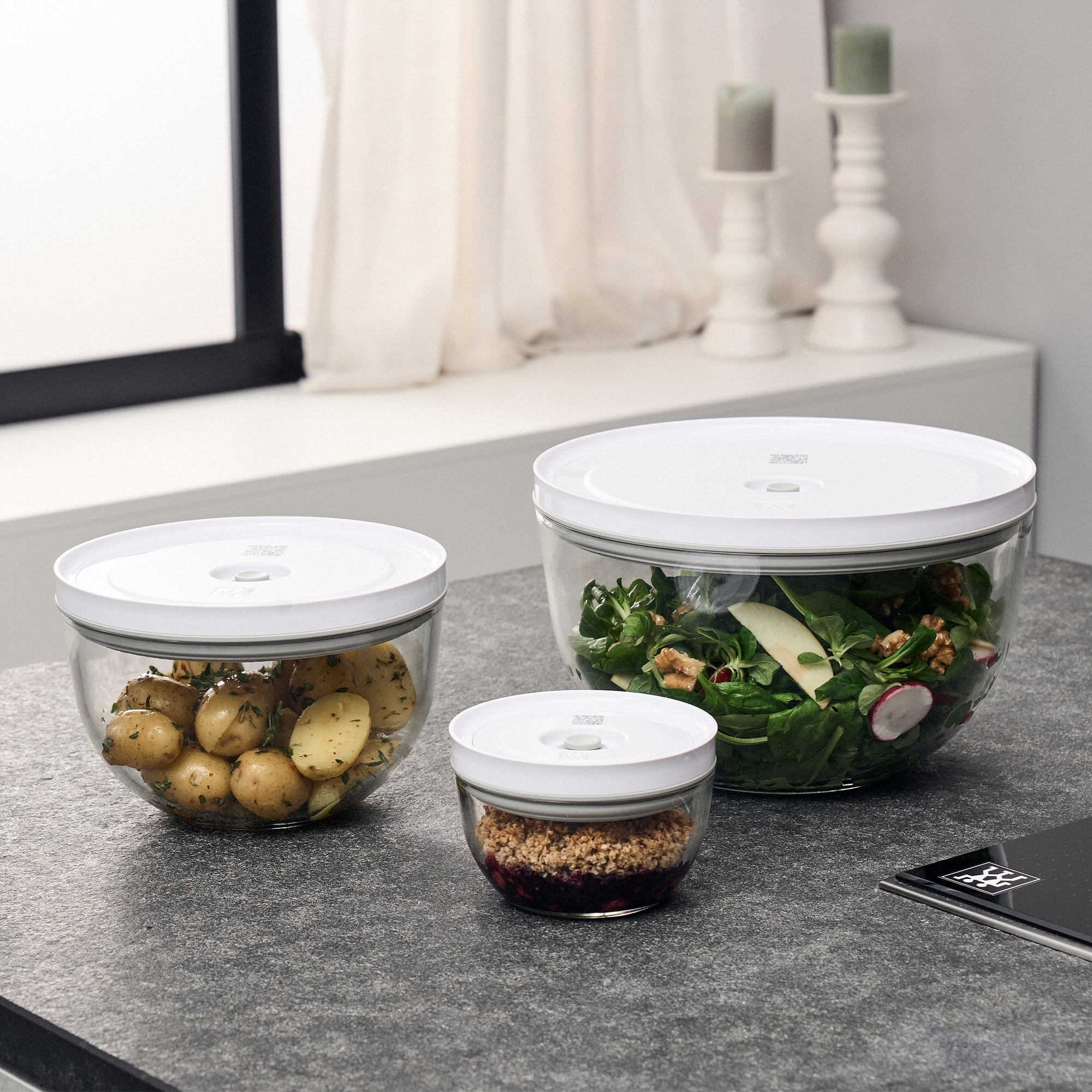 ZWILLING - Vacuum Bowl Set S/M/L | FRESH & SAVE | 6 pcs. | Borosilicate glass