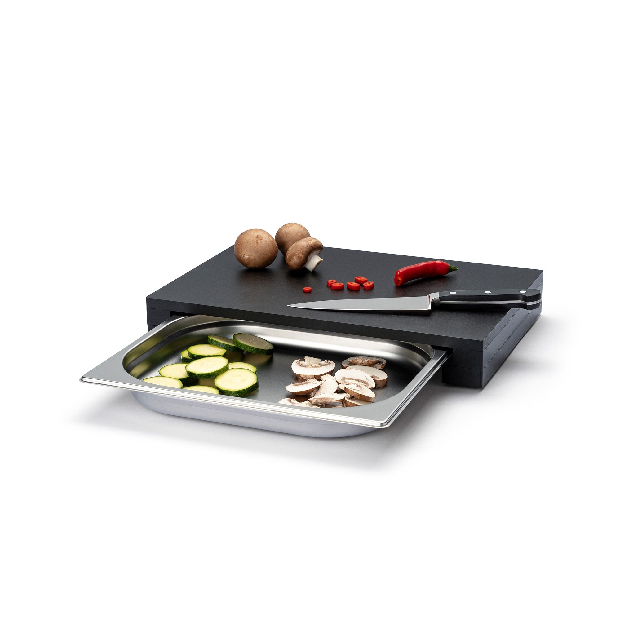 Continenta - DURACORE chopping board with stainless steel drawer 39 x 27 x 6 cm