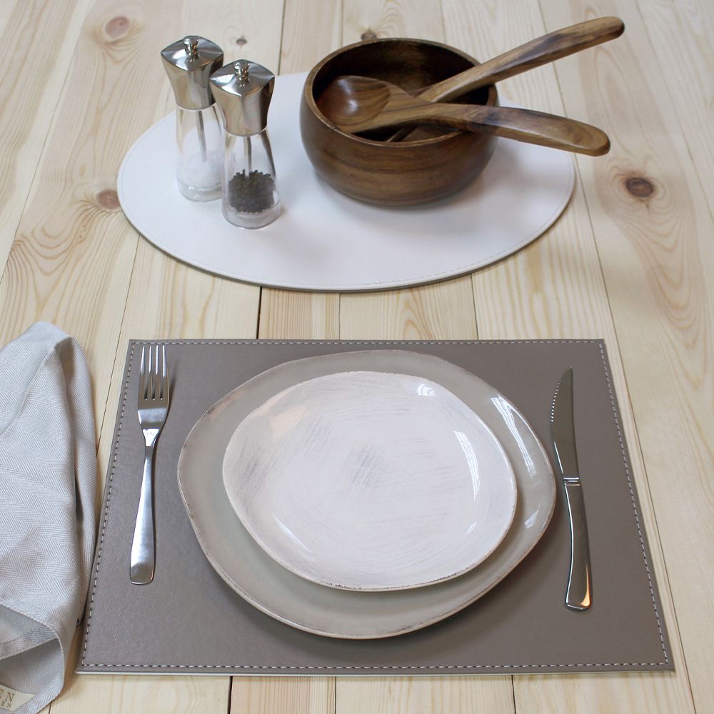 Freeform - Placemat - Taupe & White - 40 x 30 cm