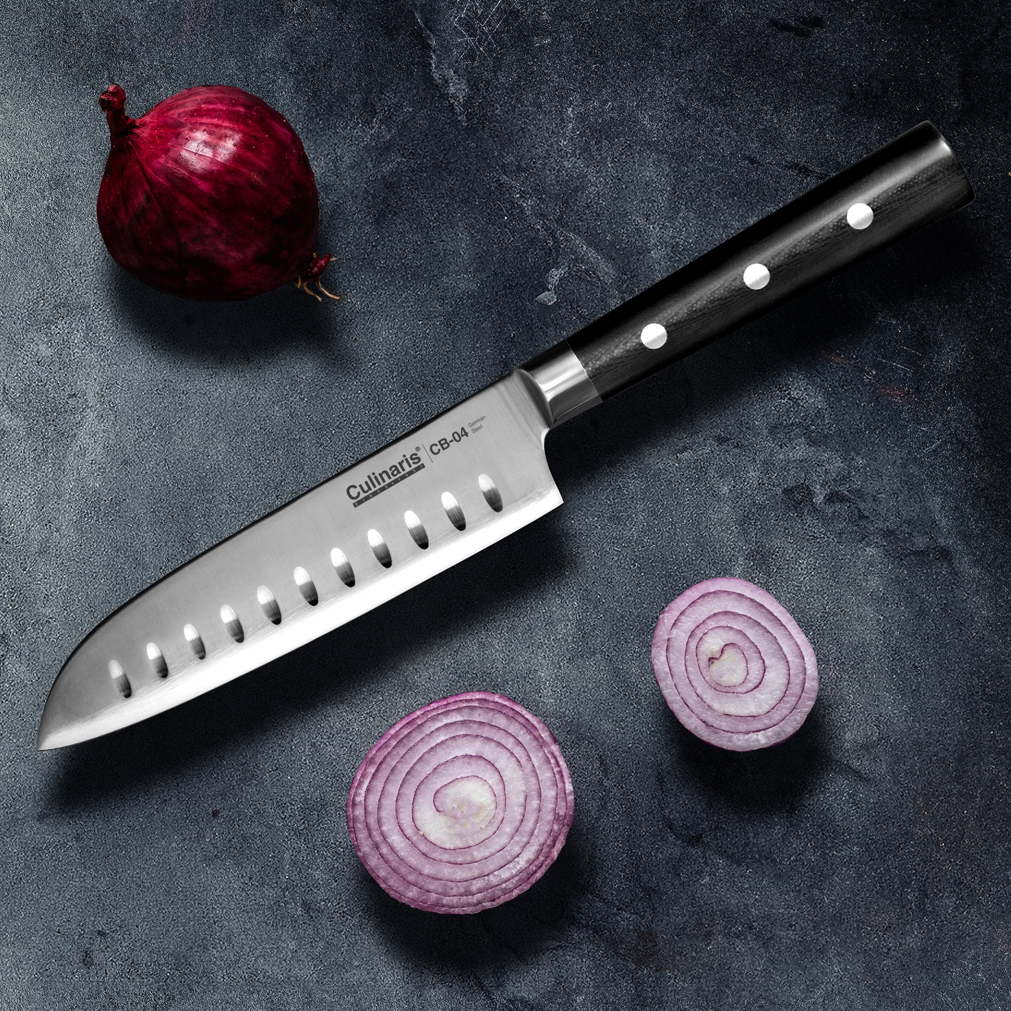 Culinaris small Santoku Black Series 13 cm with granton edge