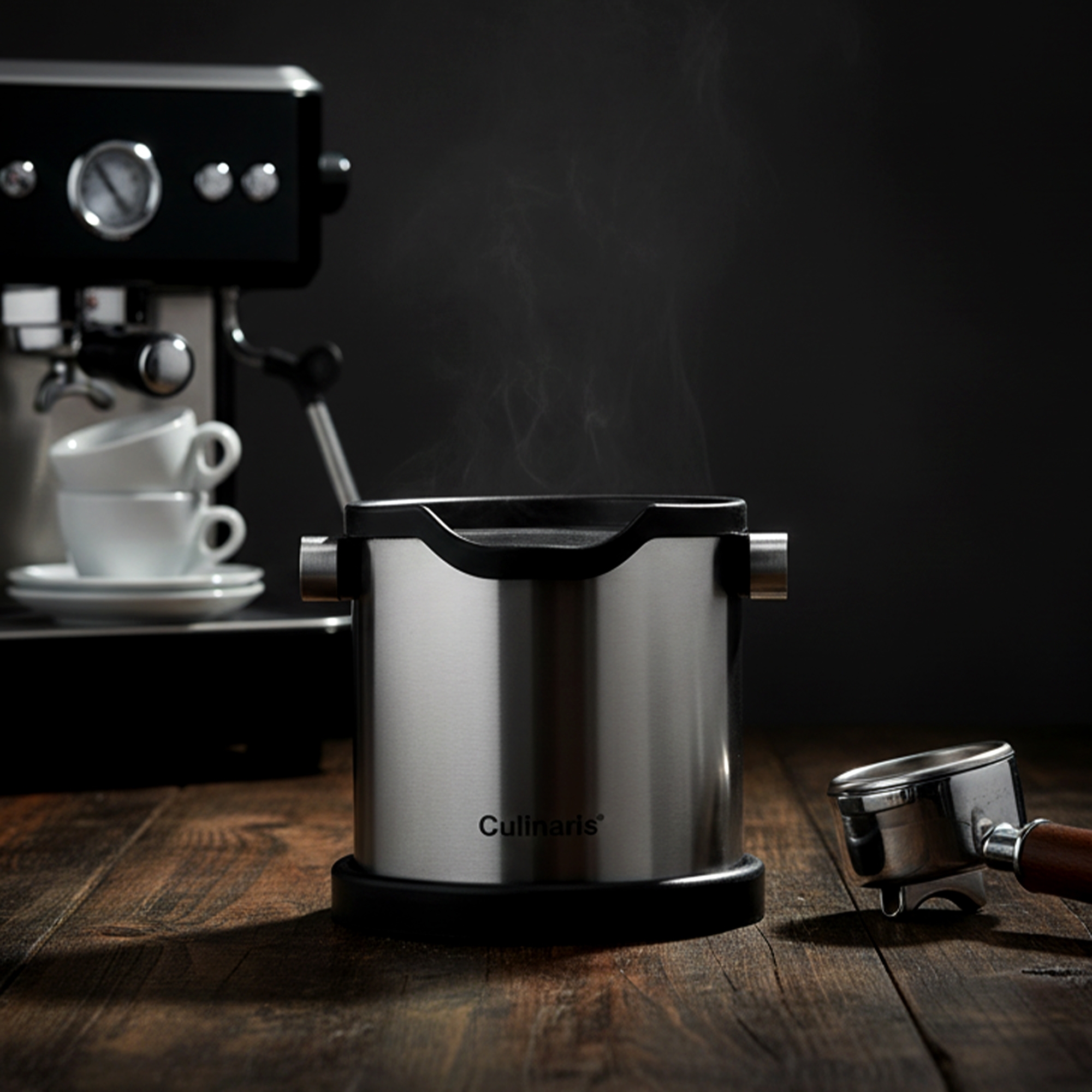 Culinaris espresso knock box in matt stainless steel