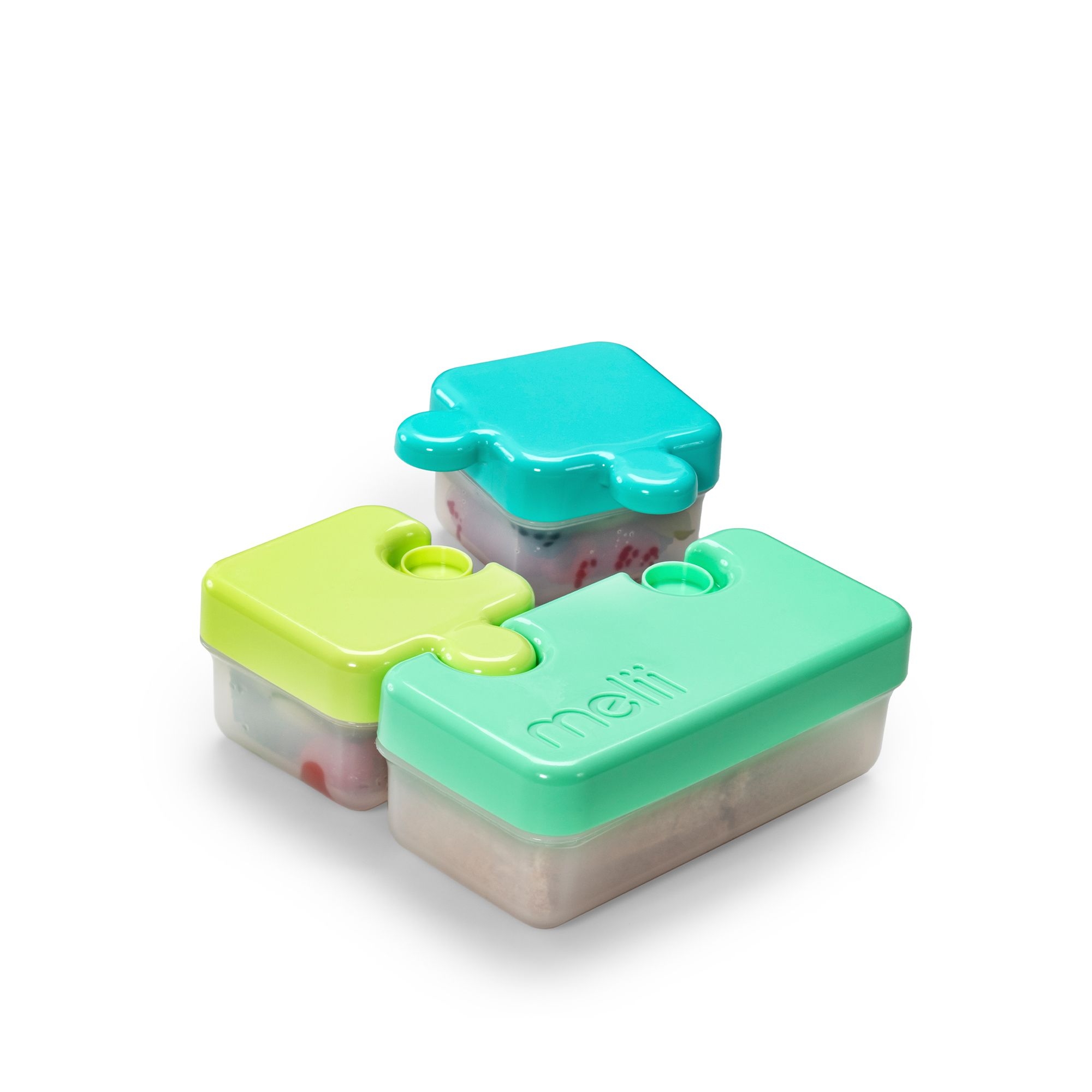 melii - Puzzle-Behälter, 3er-Set - 200/200/450 ml, grün/blau melii - Puzzle-Behälter, 3er-Set - 200/200/450 ml, grün/blau