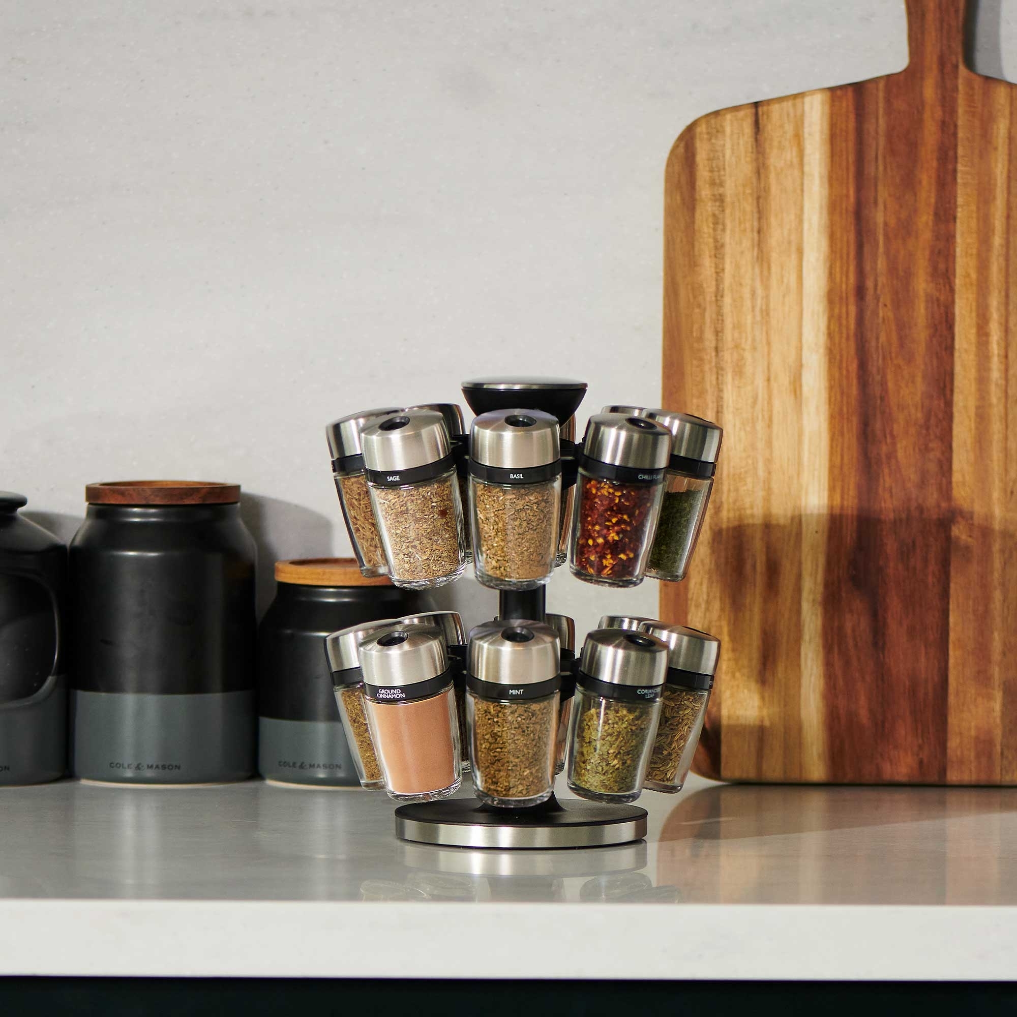 COLE & MASON - Cambridge Herb and Spice Carousel | 16 Jars