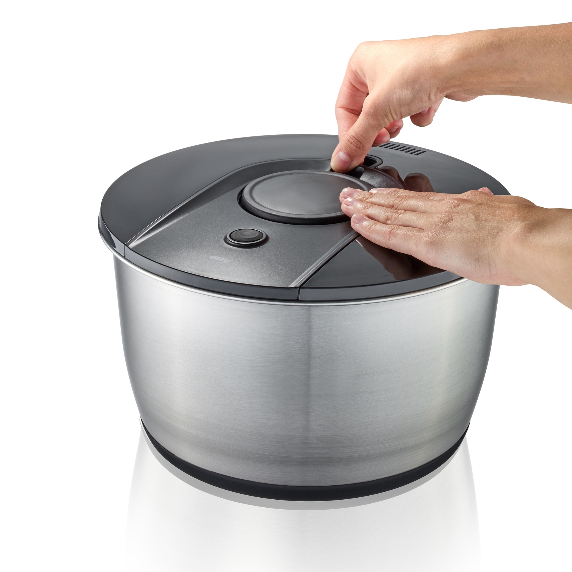 Gefu - PUSH IT salad spinner, Ø 25 cm stainless steel