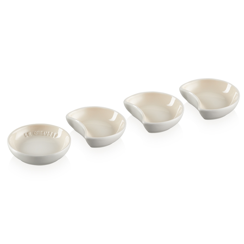 Le Creuset Racletteschalen aus Keramik, 4er Set, cremeweiß
