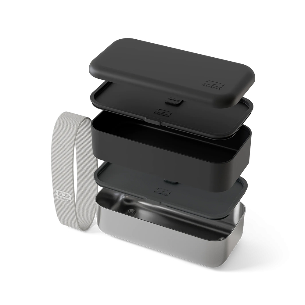 monbento - MB Sense Original - Lunch box with a stainless steel compartment, onyx