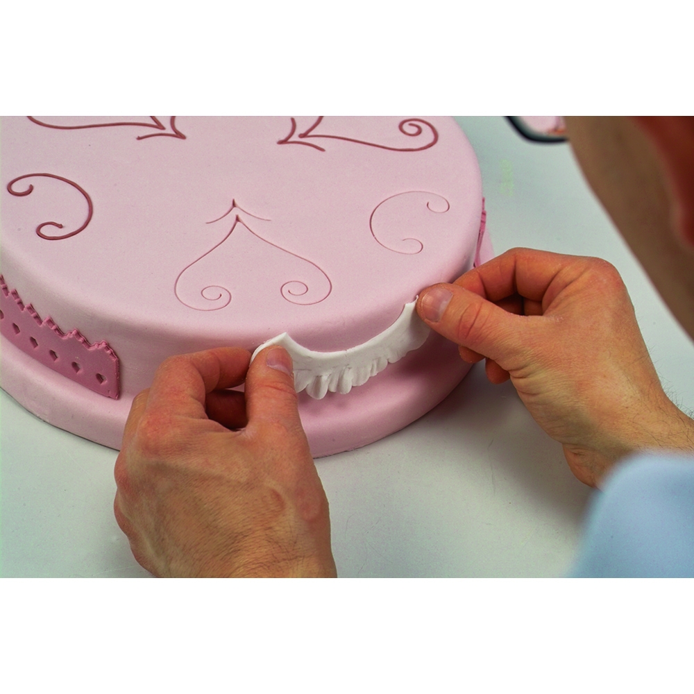 Städter - Fondant embossing stamp Frill / Volant ca. 8,5 cm blue Set, 4-teilig