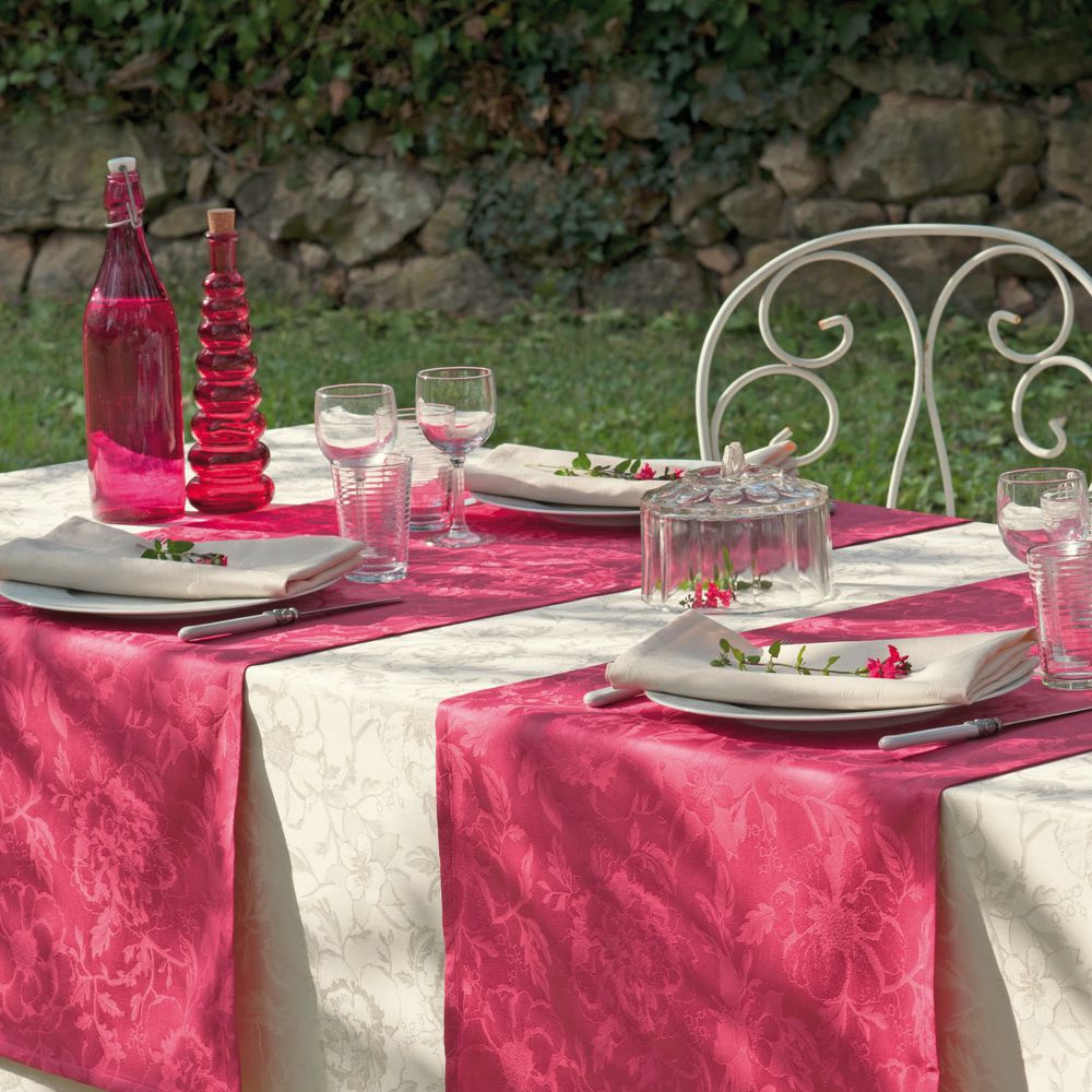Garnier-Thiebaut Tablecloth - Mille Charmes Ecru De Blanc - oB - different sizes