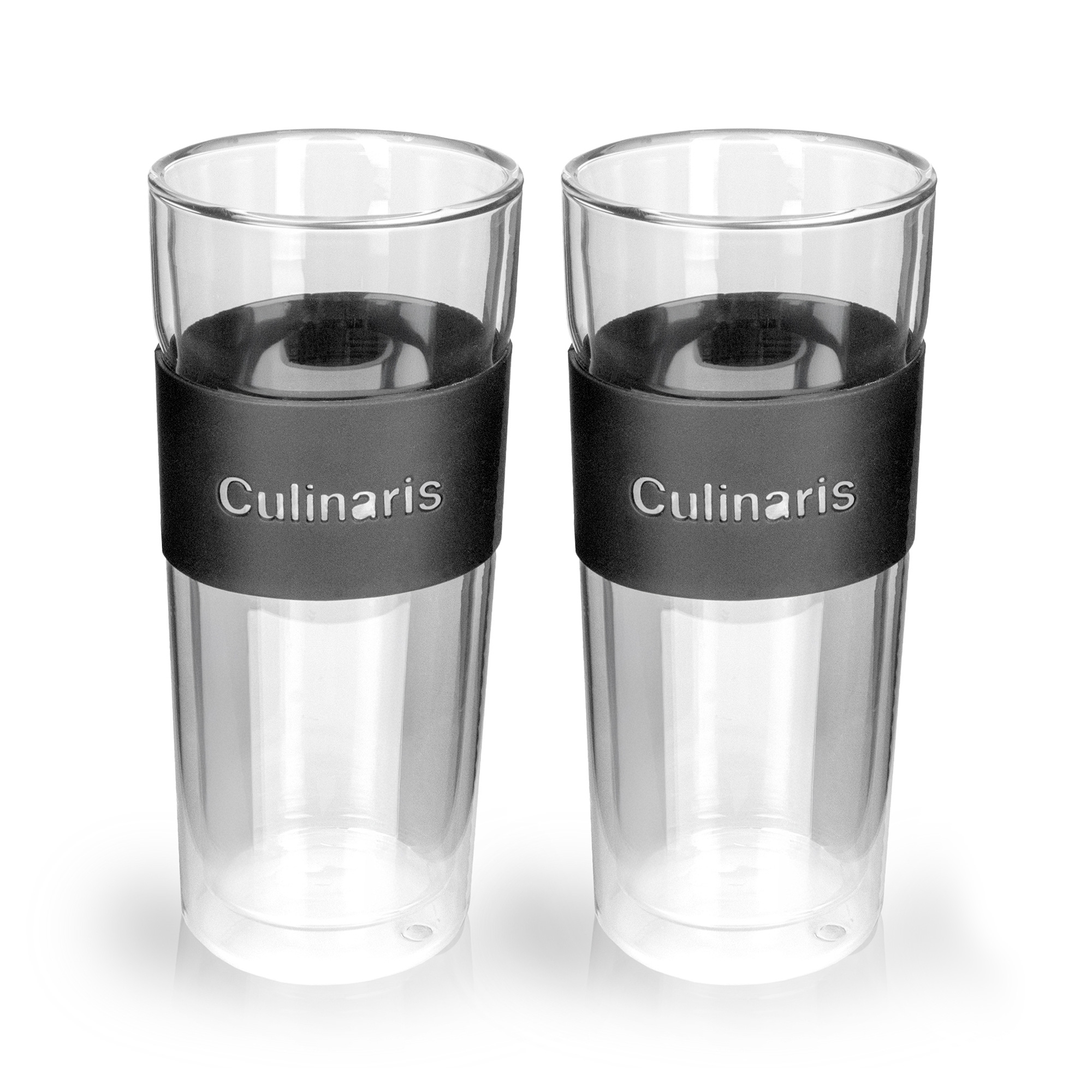 Doppelwandiges 2er Glasset - 420 ml - Becher - schwarz | Culinaris