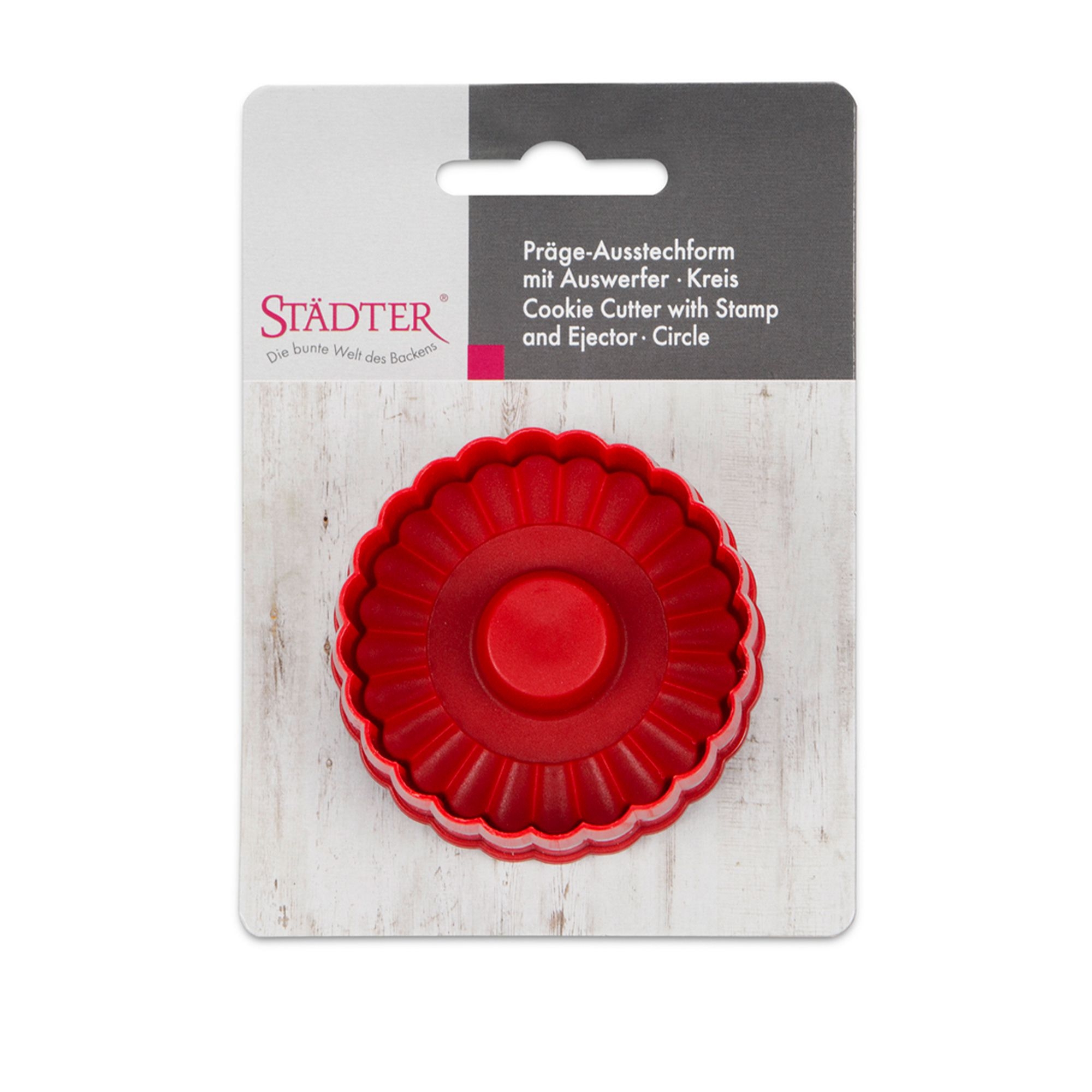 Städter - Cookie cutter with ejector - Wavy circle - with embossing and ejector
