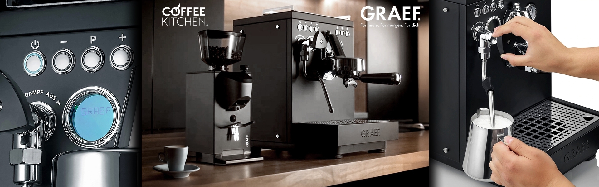 Graef portafilter machine with grinder and milk frother